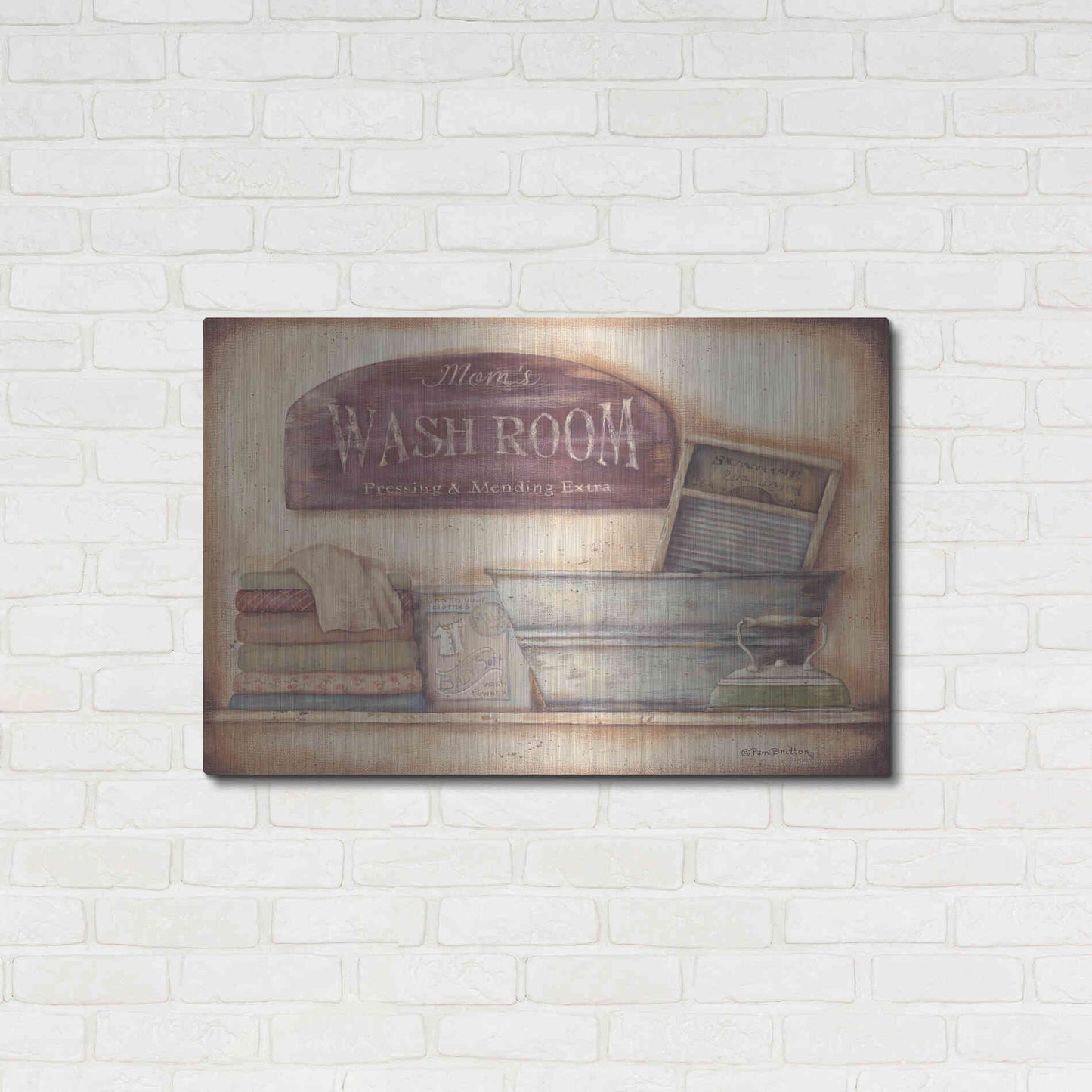 Luxe Metal Art 'Mom's Wash Room' by Pam Britton, Metal Wall Art,36x24