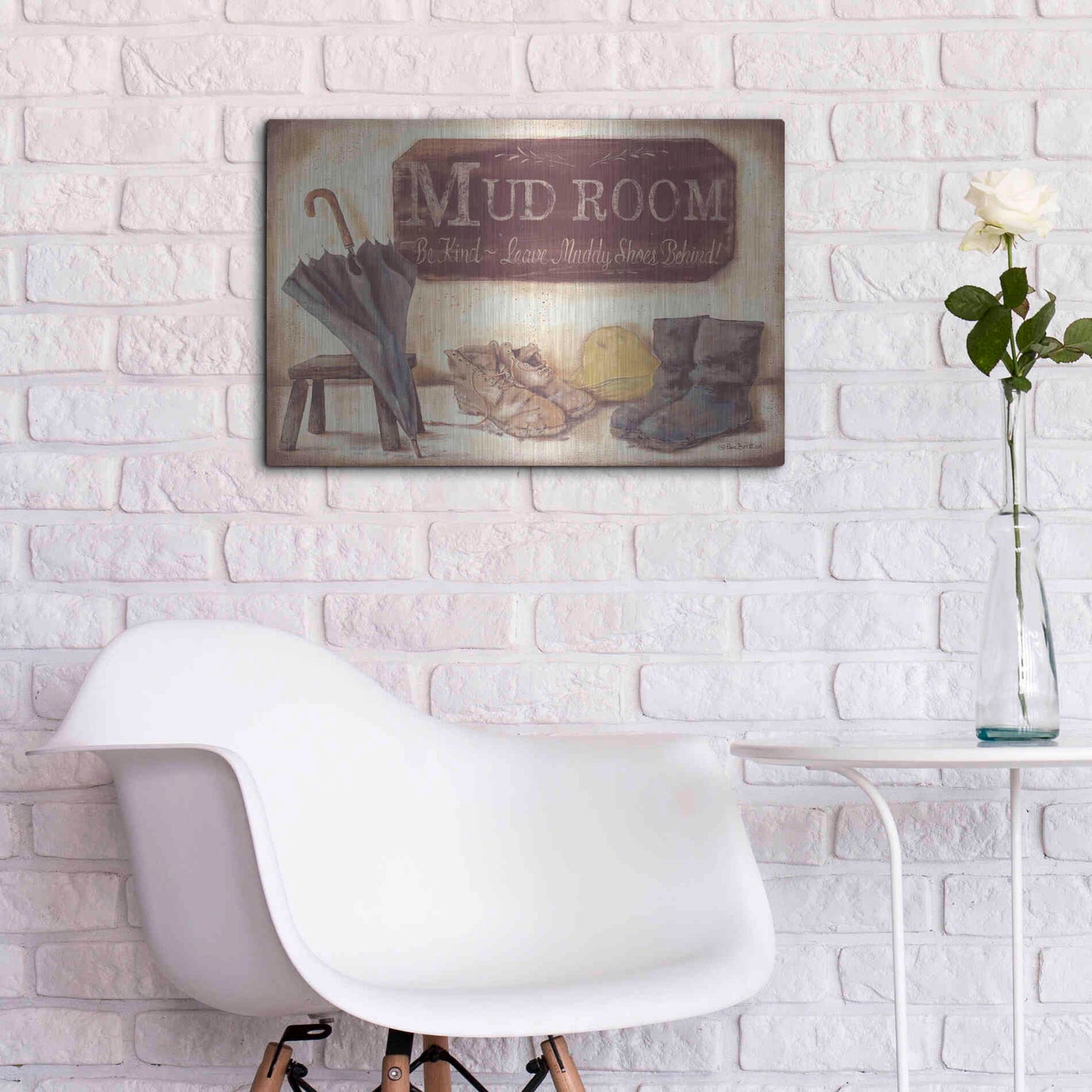 Luxe Metal Art 'Muddy Shoes' by Pam Britton, Metal Wall Art,24x16