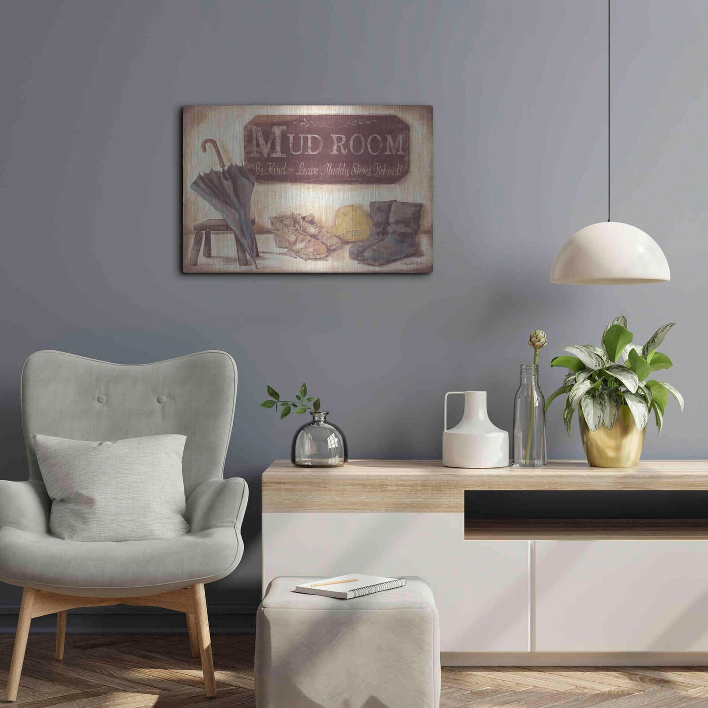 Luxe Metal Art 'Muddy Shoes' by Pam Britton, Metal Wall Art,24x16