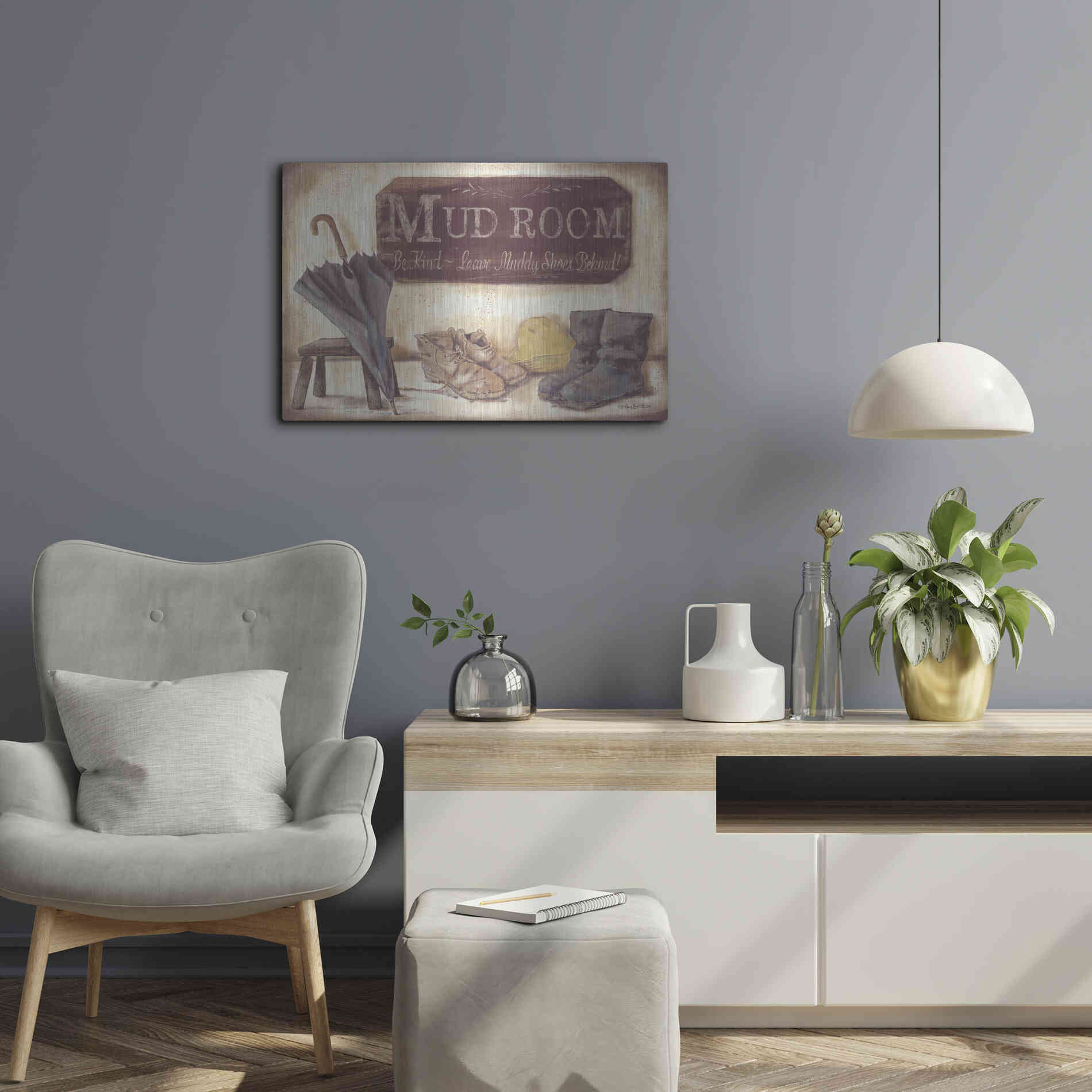 Luxe Metal Art 'Muddy Shoes' by Pam Britton, Metal Wall Art,24x16