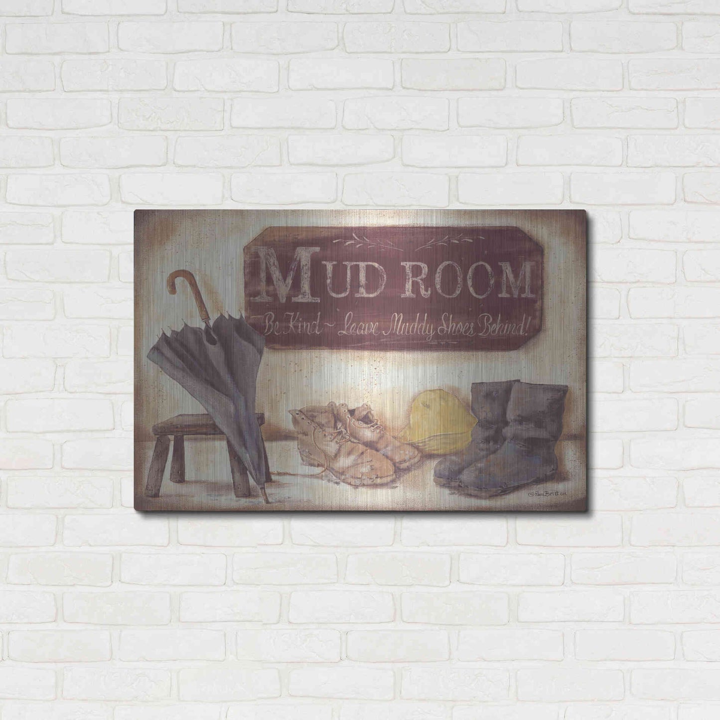 Luxe Metal Art 'Muddy Shoes' by Pam Britton, Metal Wall Art,36x24