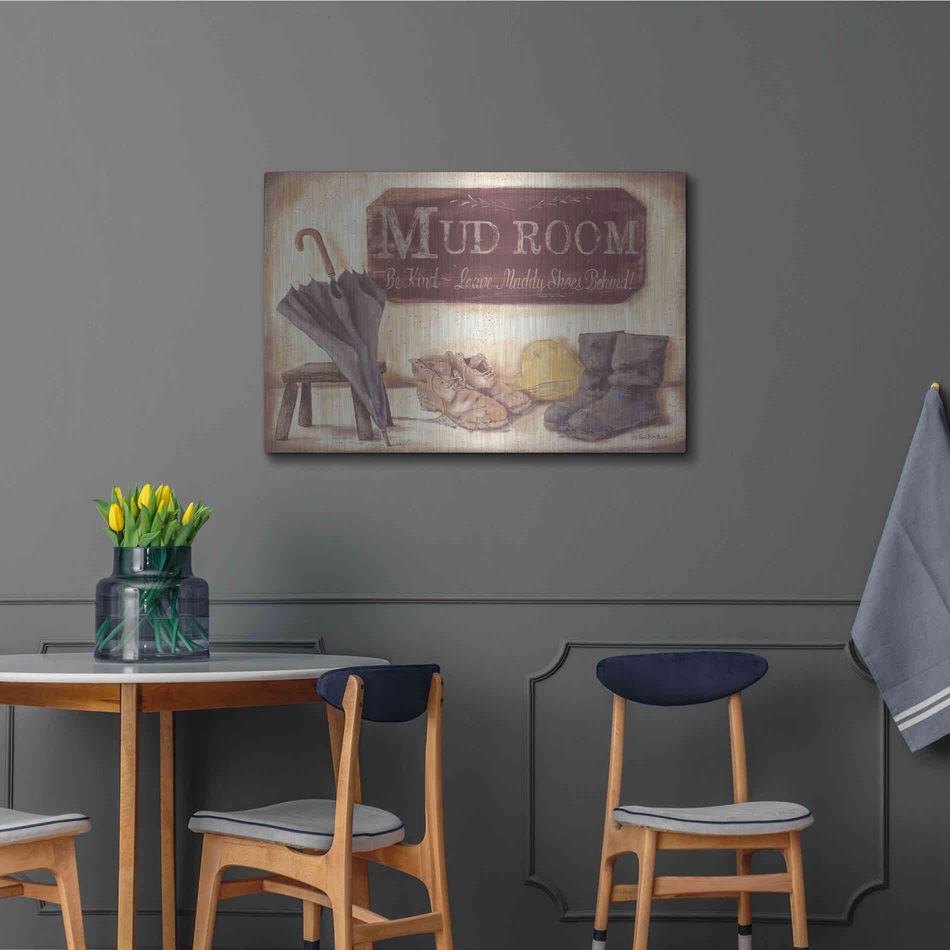 Luxe Metal Art 'Muddy Shoes' by Pam Britton, Metal Wall Art,36x24