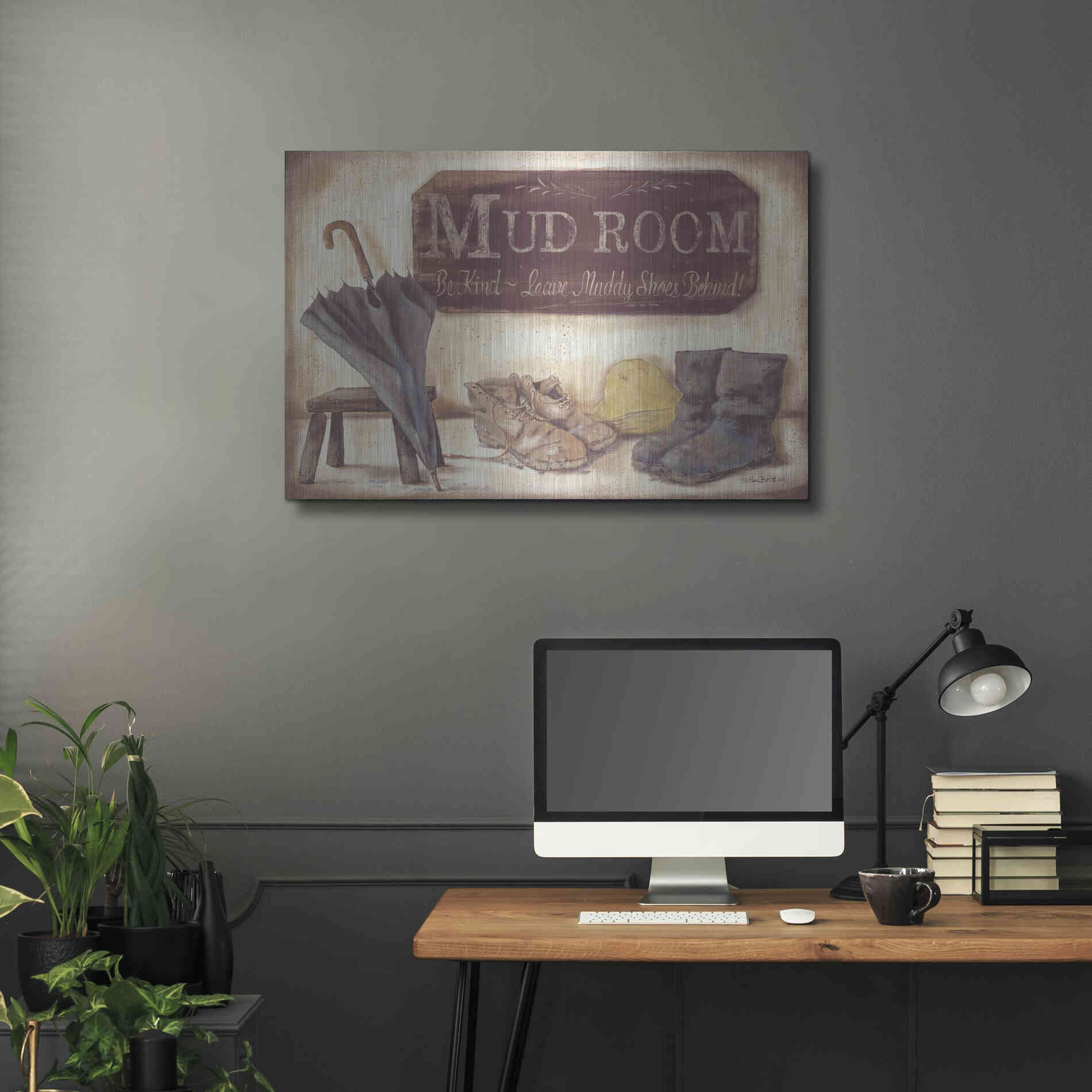 Luxe Metal Art 'Muddy Shoes' by Pam Britton, Metal Wall Art,36x24