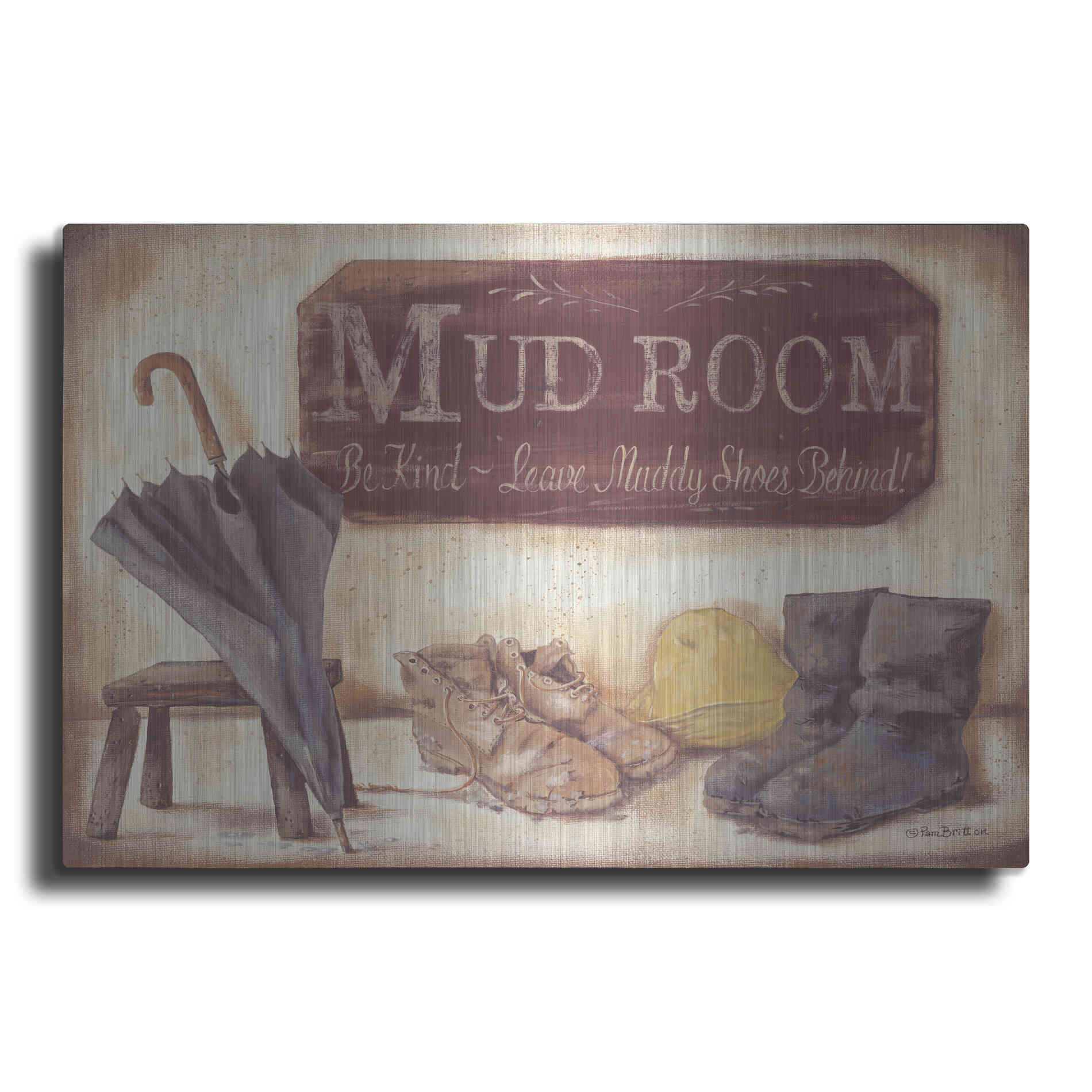 Luxe Metal Art 'Muddy Shoes' by Pam Britton, Metal Wall Art