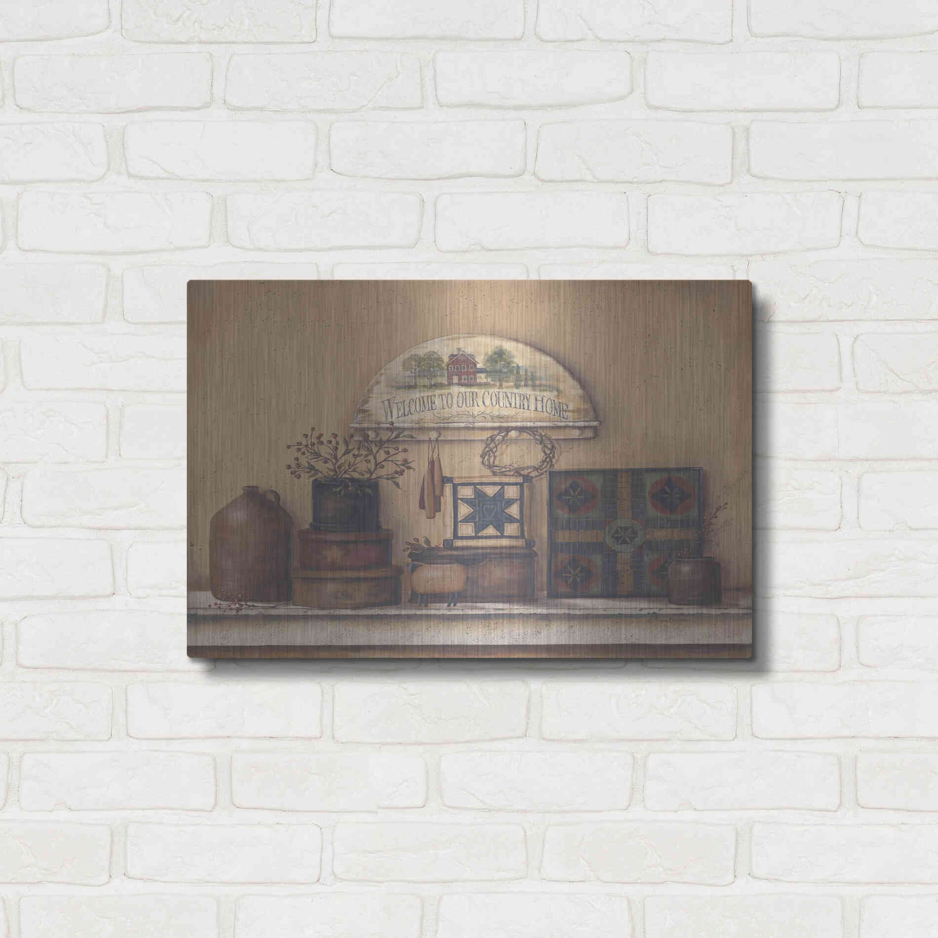 Luxe Metal Art 'Country Prims I' by Pam Britton, Metal Wall Art,24x16