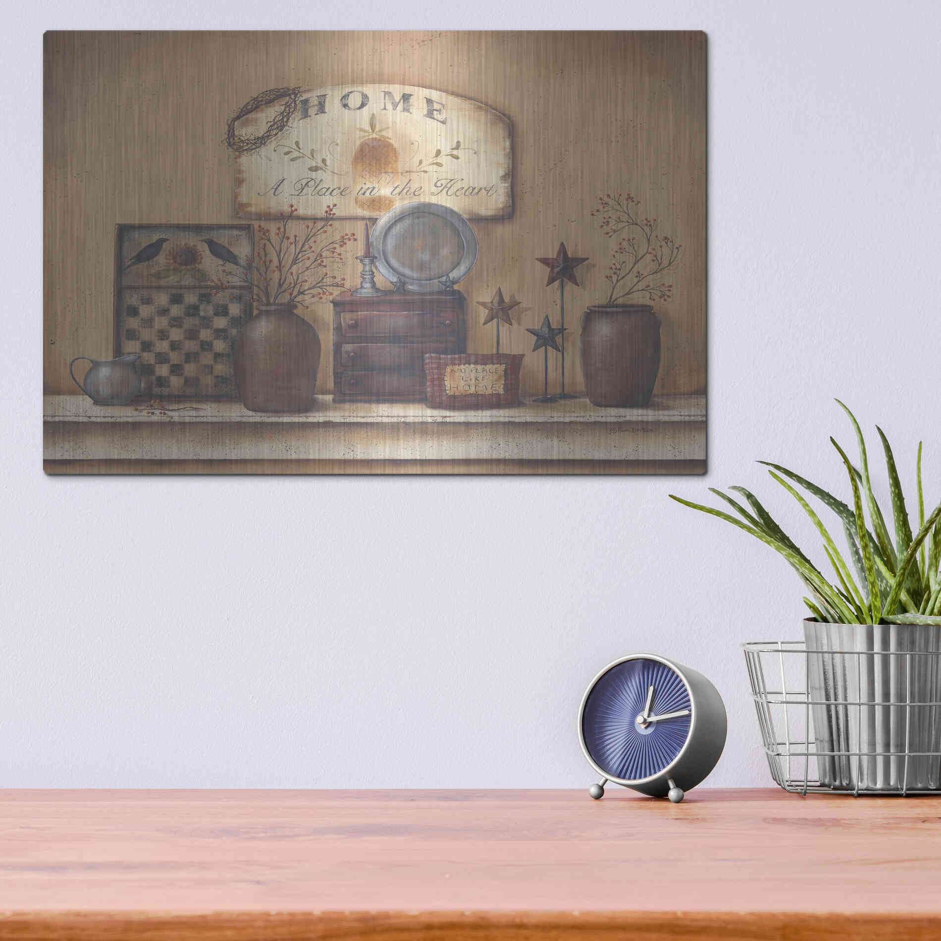 Luxe Metal Art 'Country Prims II' by Pam Britton, Metal Wall Art,16x12