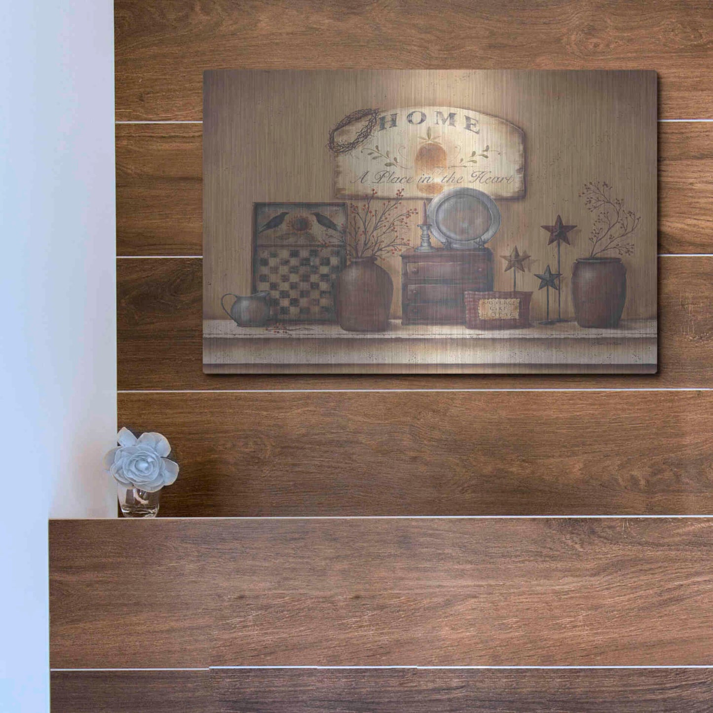 Luxe Metal Art 'Country Prims II' by Pam Britton, Metal Wall Art,16x12