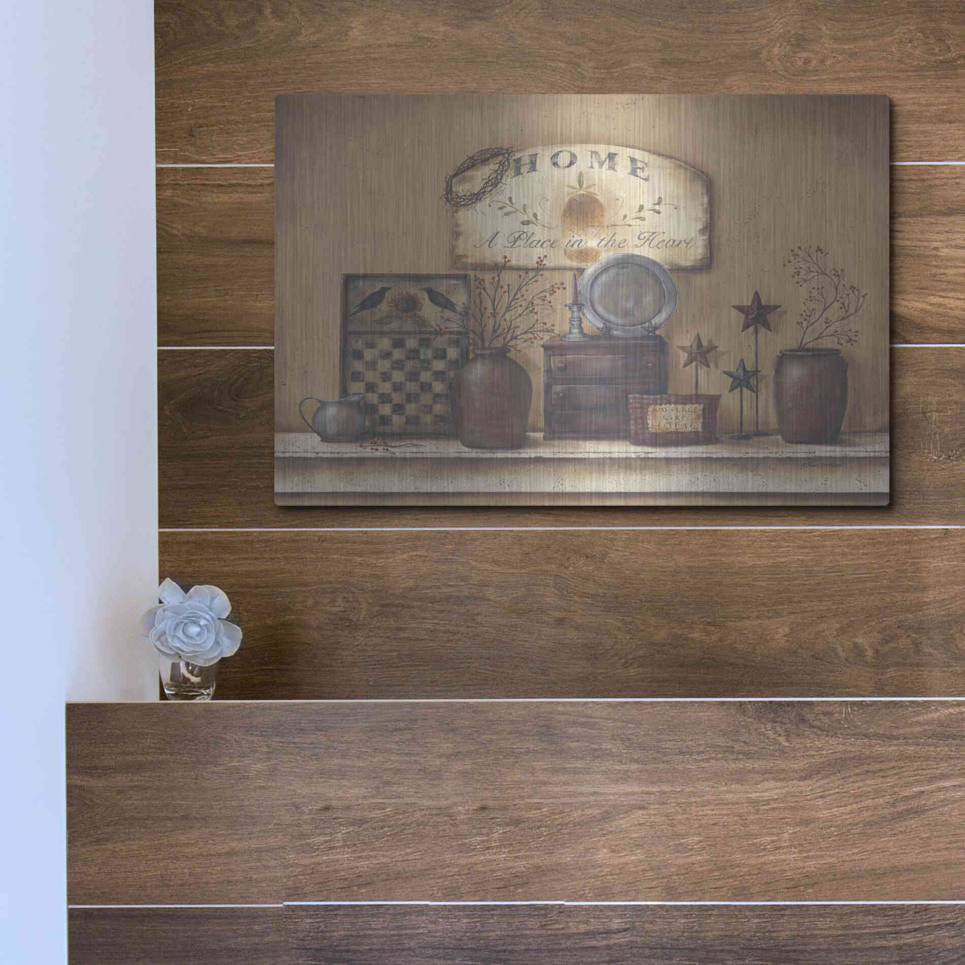 Luxe Metal Art 'Country Prims II' by Pam Britton, Metal Wall Art,16x12