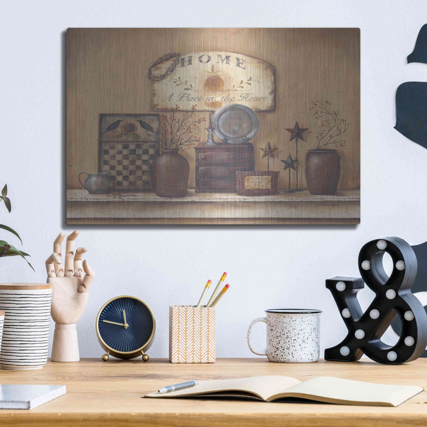 Luxe Metal Art 'Country Prims II' by Pam Britton, Metal Wall Art,16x12