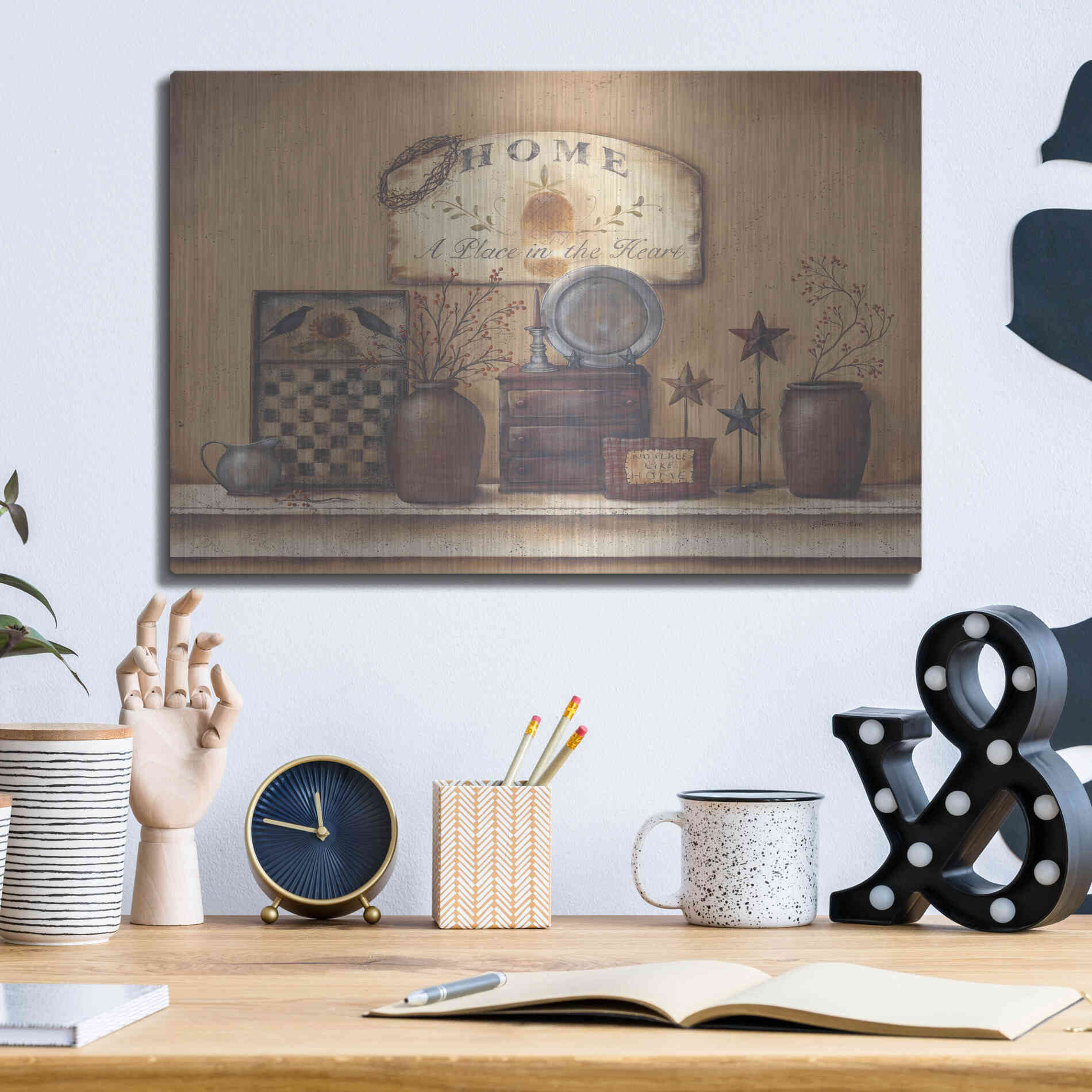 Luxe Metal Art 'Country Prims II' by Pam Britton, Metal Wall Art,16x12