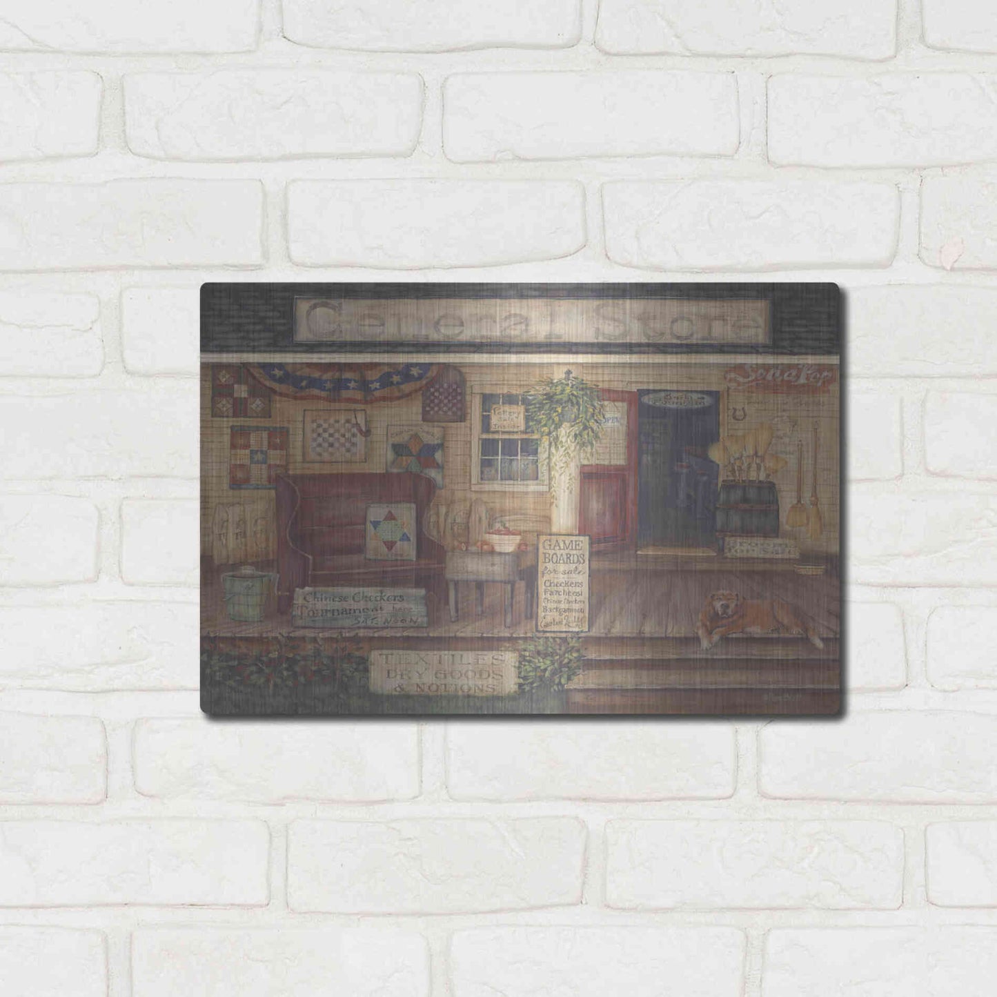 Luxe Metal Art 'General Store I' by Pam Britton, Metal Wall Art,16x12