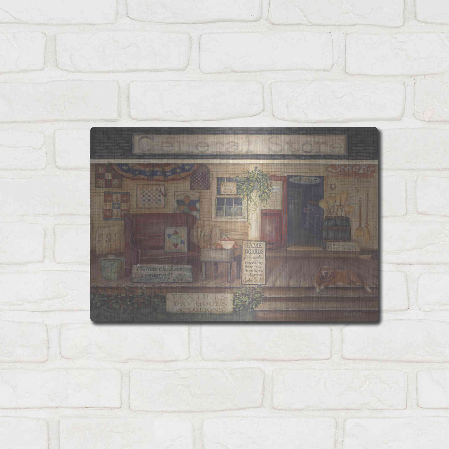 Luxe Metal Art 'General Store I' by Pam Britton, Metal Wall Art,16x12