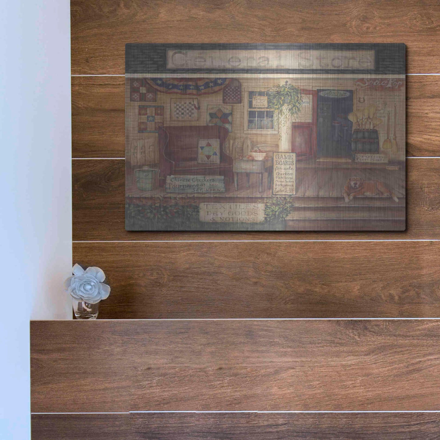 Luxe Metal Art 'General Store I' by Pam Britton, Metal Wall Art,16x12