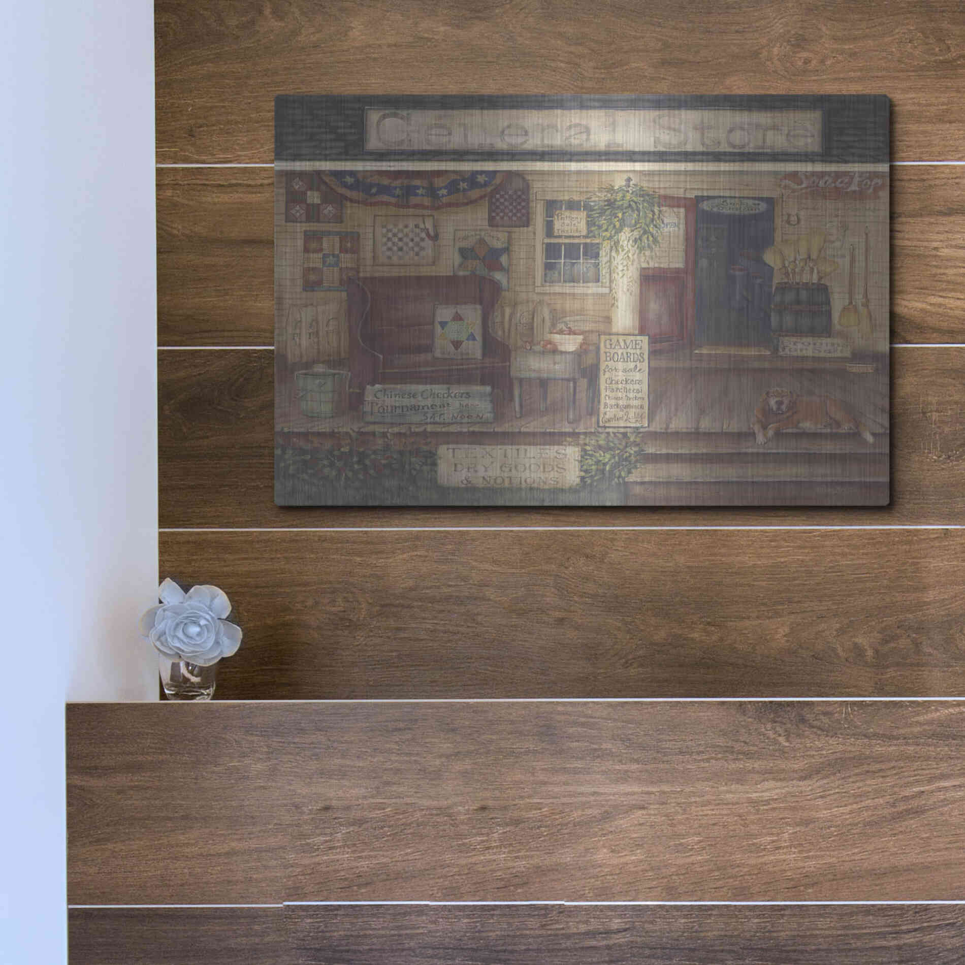 Luxe Metal Art 'General Store I' by Pam Britton, Metal Wall Art,16x12