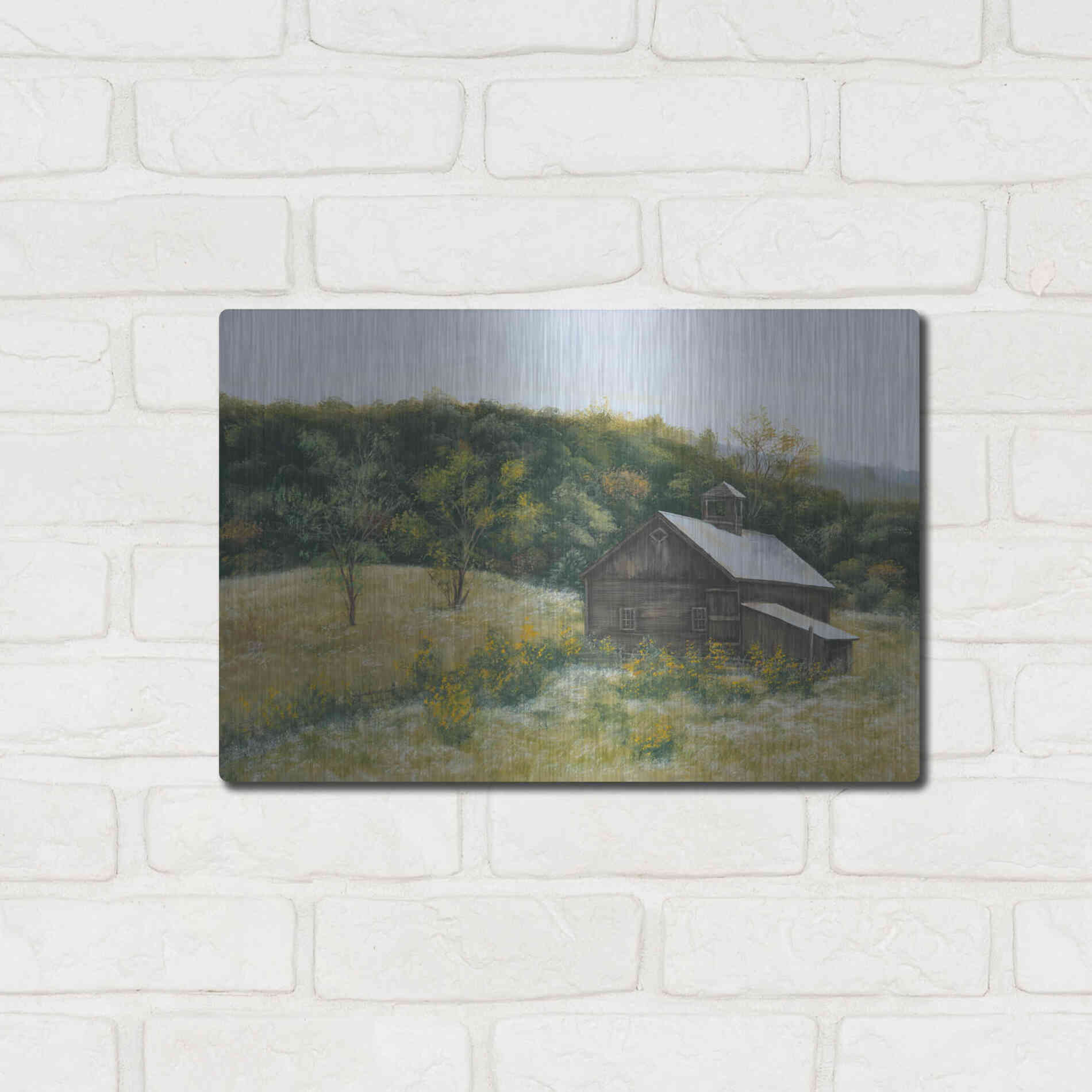 Luxe Metal Art 'Barn in Vermont' by Pam Britton, Metal Wall Art,16x12