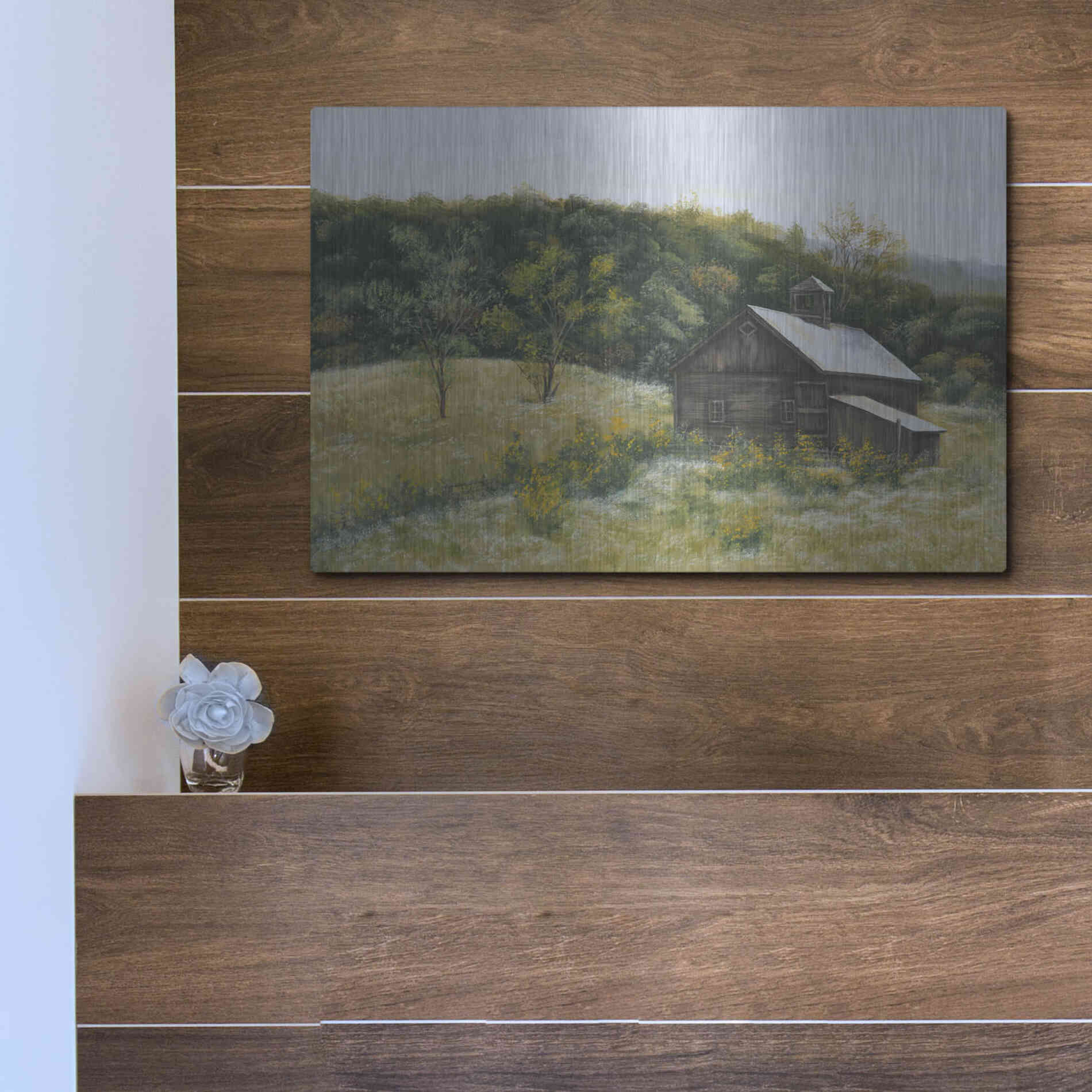 Luxe Metal Art 'Barn in Vermont' by Pam Britton, Metal Wall Art,16x12