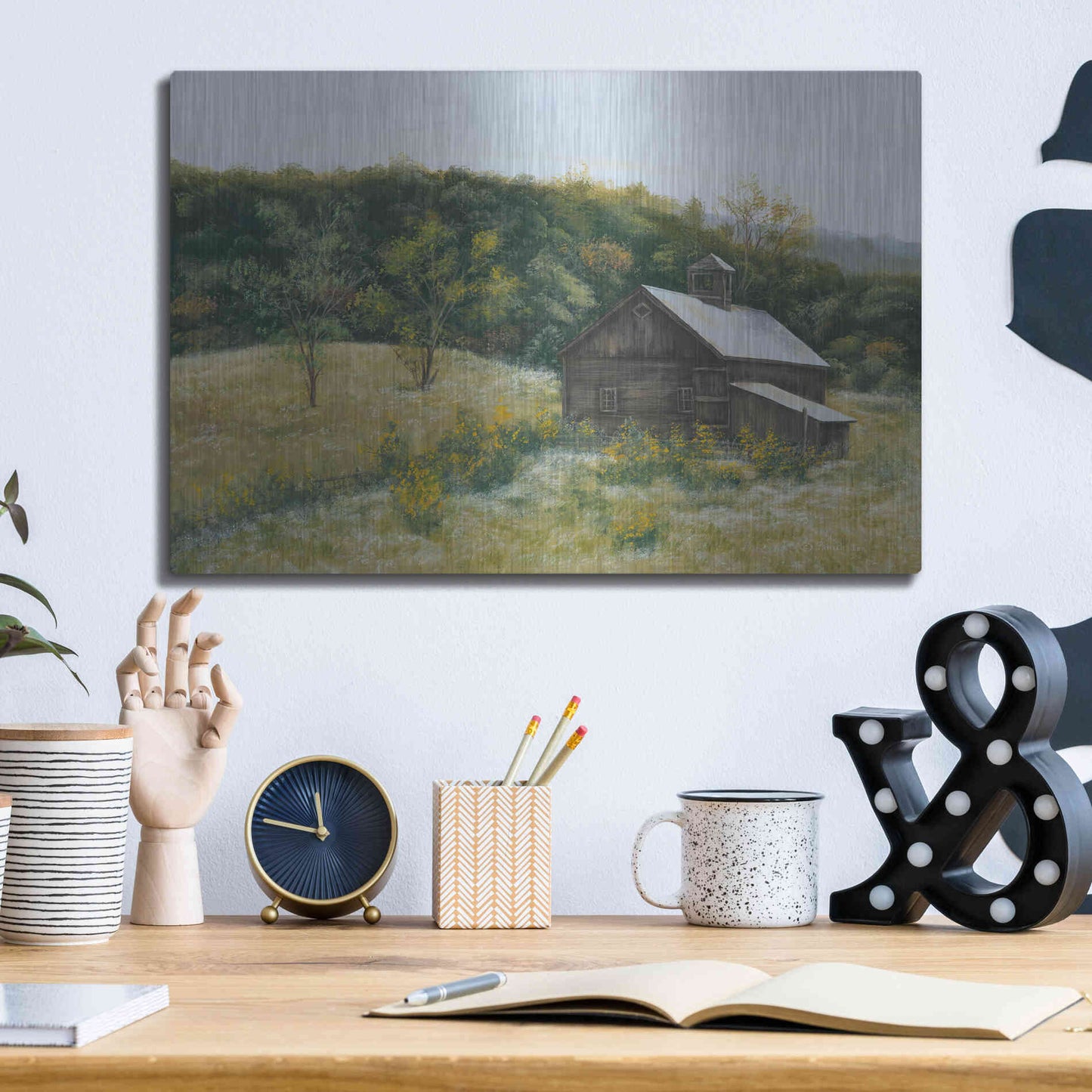 Luxe Metal Art 'Barn in Vermont' by Pam Britton, Metal Wall Art,16x12