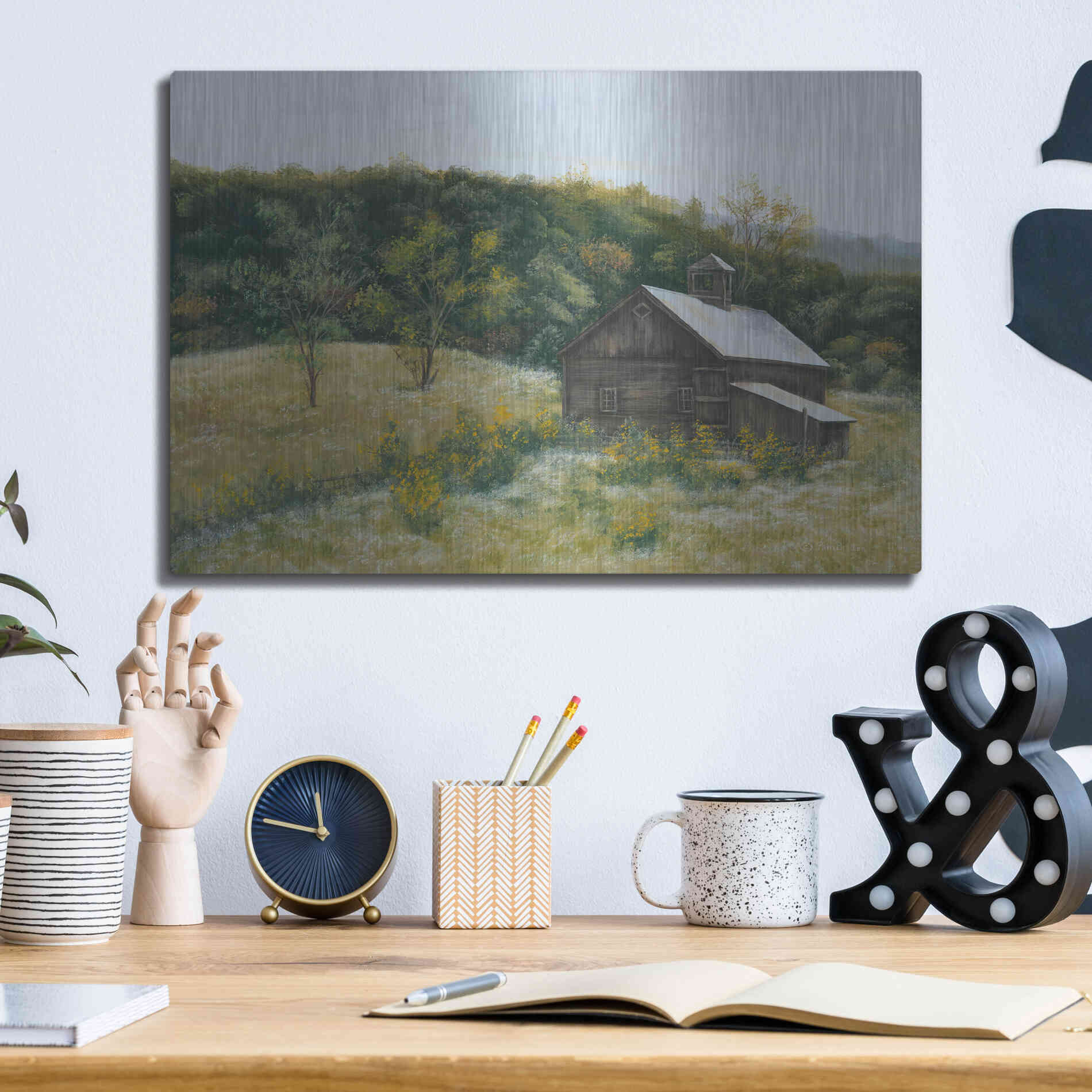 Luxe Metal Art 'Barn in Vermont' by Pam Britton, Metal Wall Art,16x12