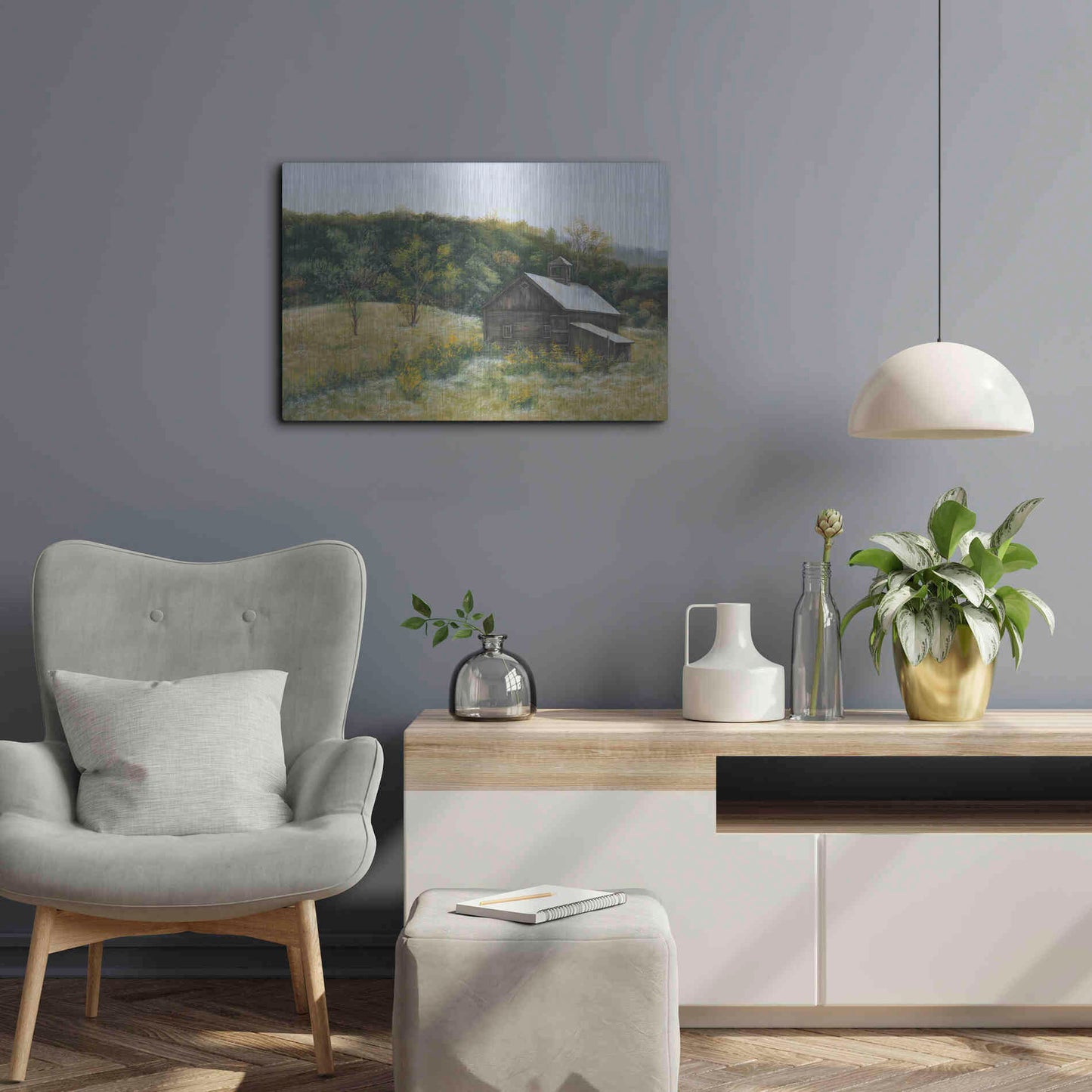 Luxe Metal Art 'Barn in Vermont' by Pam Britton, Metal Wall Art,24x16