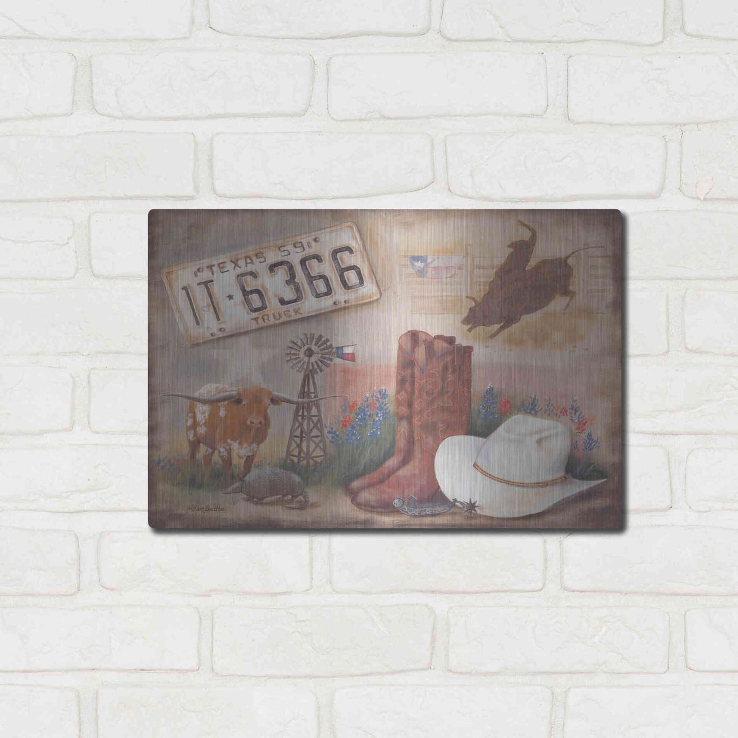 Luxe Metal Art 'Texas' by Pam Britton, Metal Wall Art,16x12