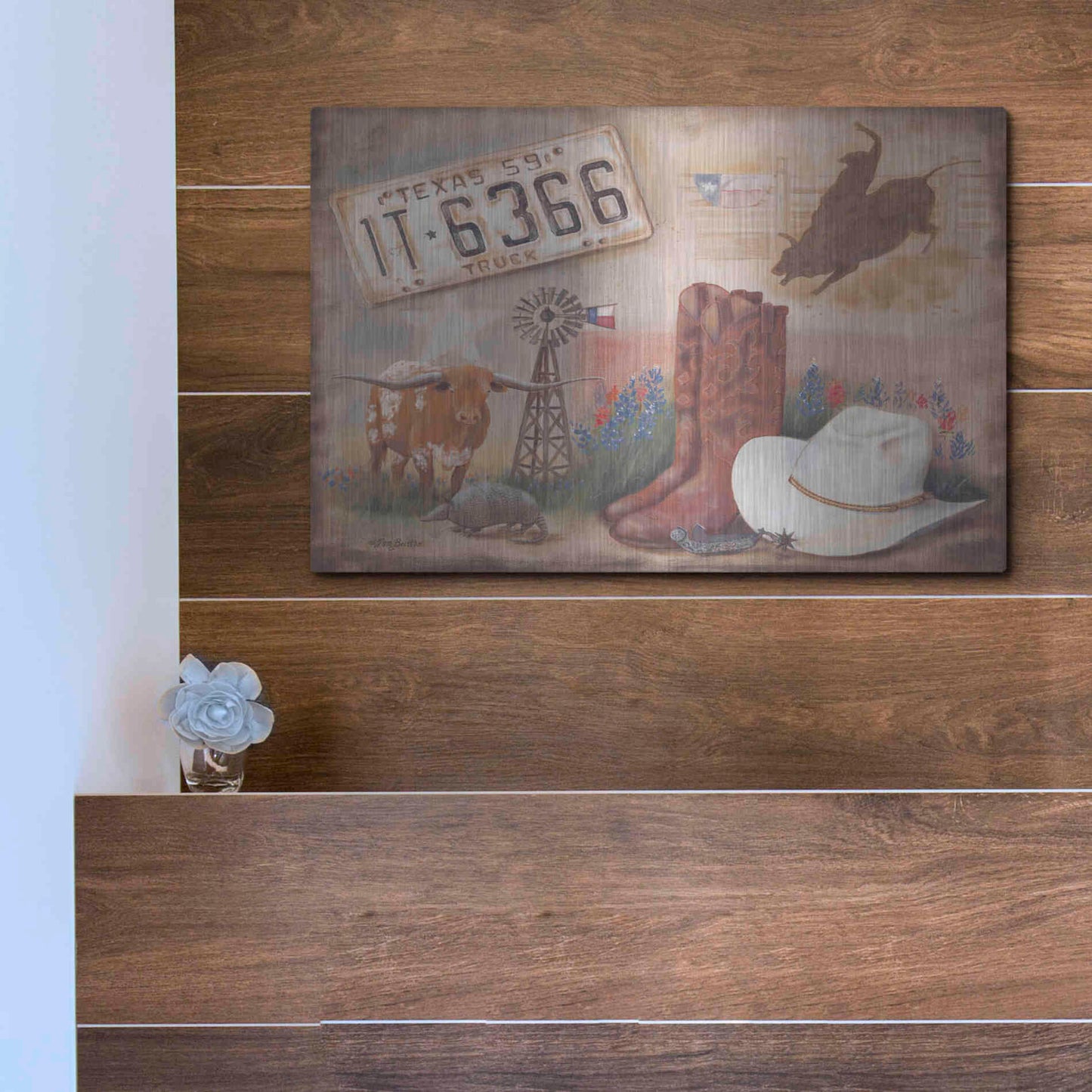Luxe Metal Art 'Texas' by Pam Britton, Metal Wall Art,16x12