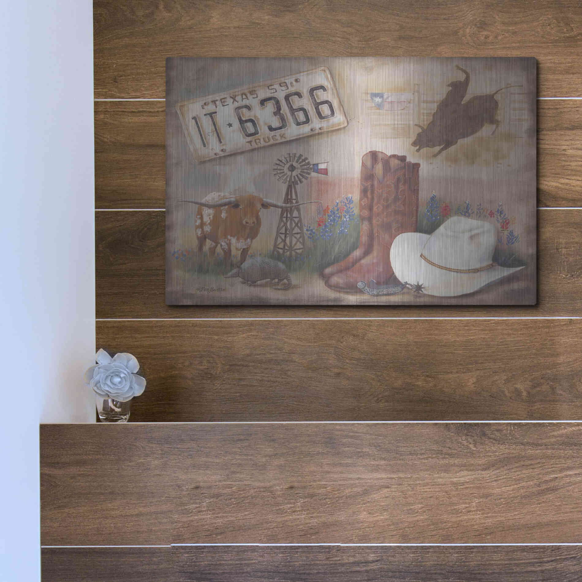 Luxe Metal Art 'Texas' by Pam Britton, Metal Wall Art,16x12