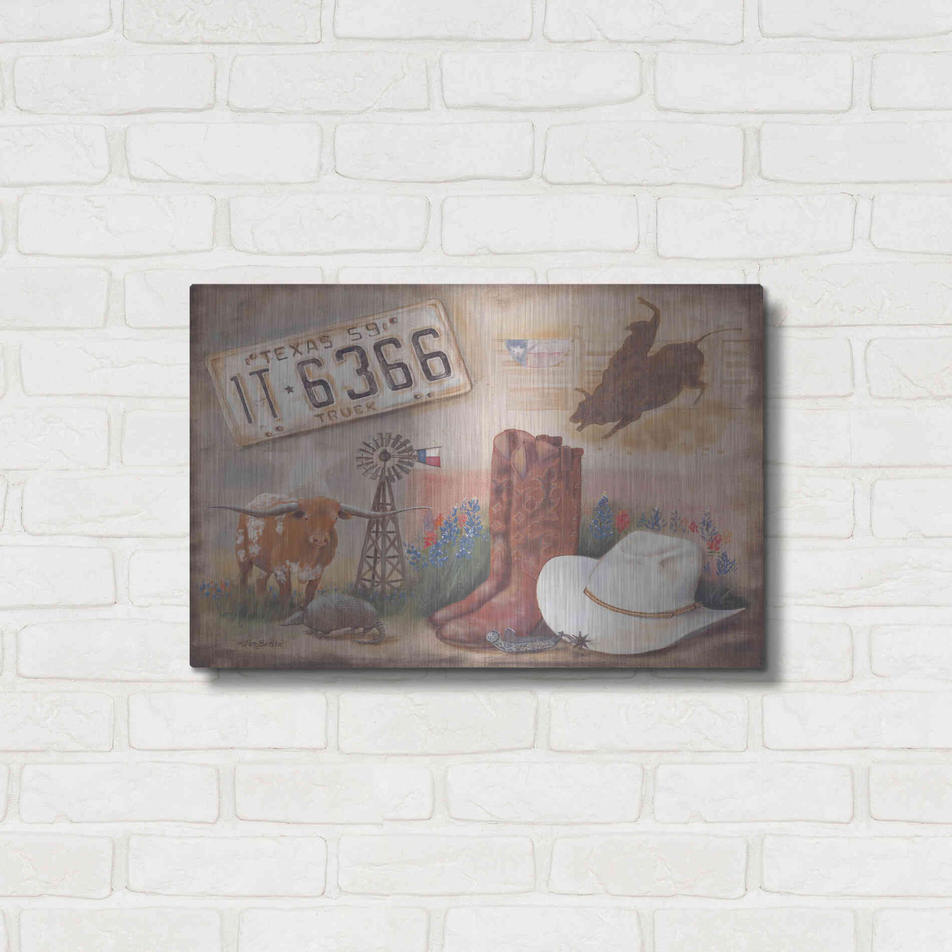 Luxe Metal Art 'Texas' by Pam Britton, Metal Wall Art,24x16