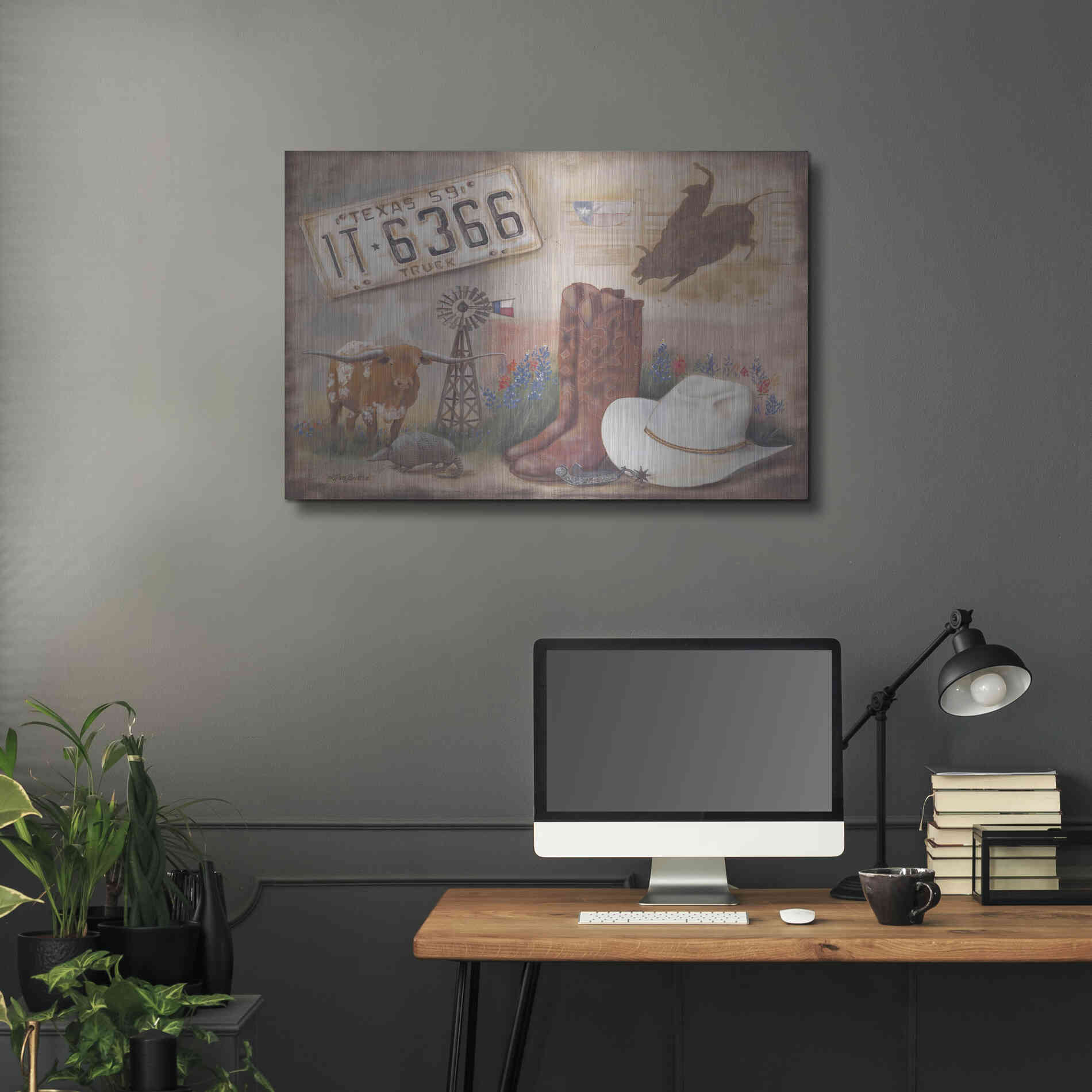Luxe Metal Art 'Texas' by Pam Britton, Metal Wall Art,36x24