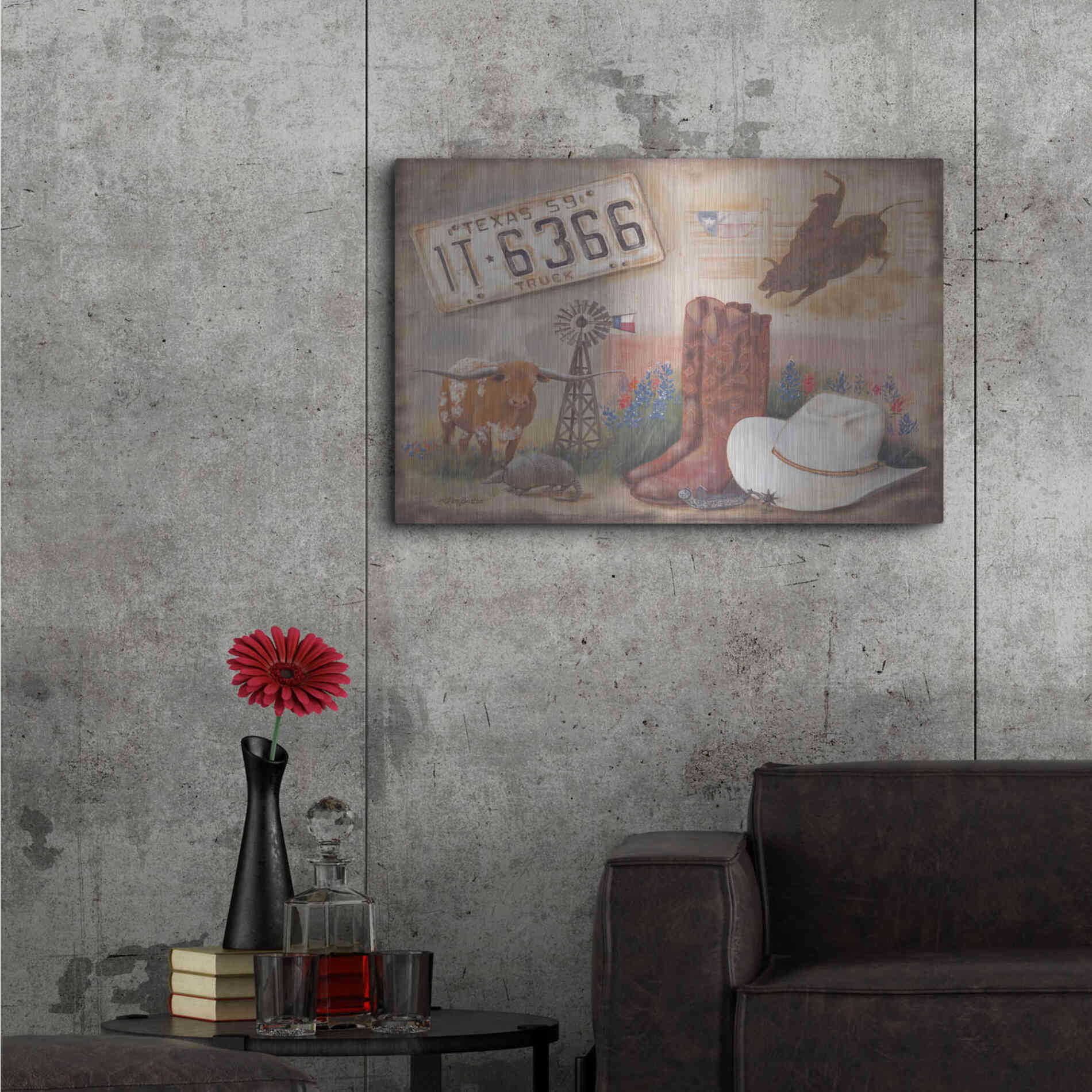Luxe Metal Art 'Texas' by Pam Britton, Metal Wall Art,36x24