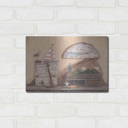 Luxe Metal Art 'Beach Cottage' by Pam Britton, Metal Wall Art,16x12