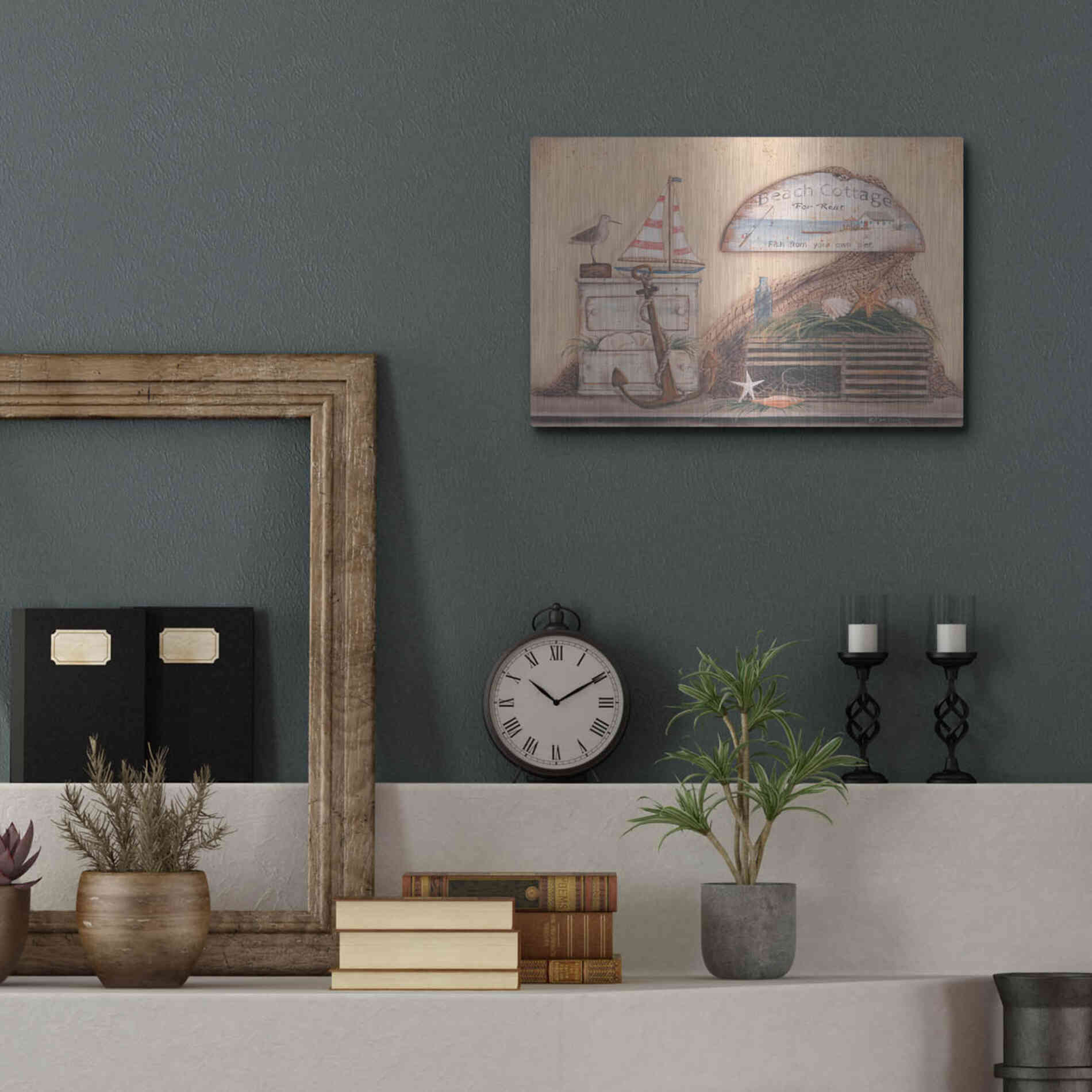 Luxe Metal Art 'Beach Cottage' by Pam Britton, Metal Wall Art,16x12