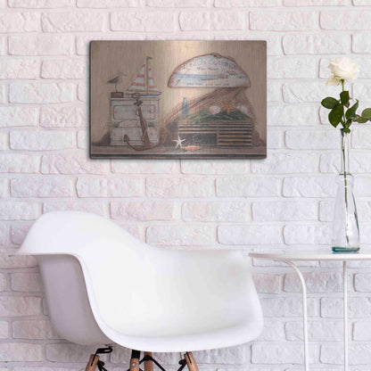 Luxe Metal Art 'Beach Cottage' by Pam Britton, Metal Wall Art,24x16