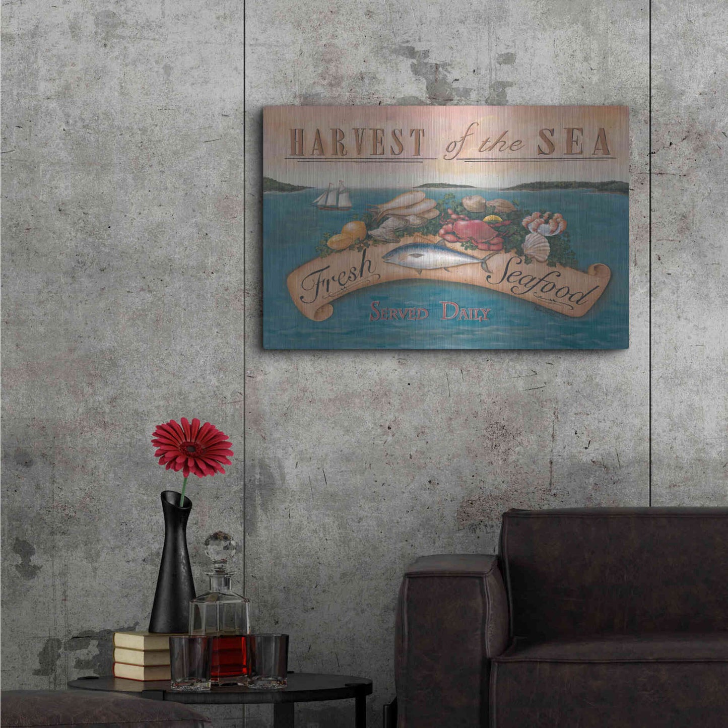 Luxe Metal Art 'Fresh Seafood' by Pam Britton, Metal Wall Art,36x24