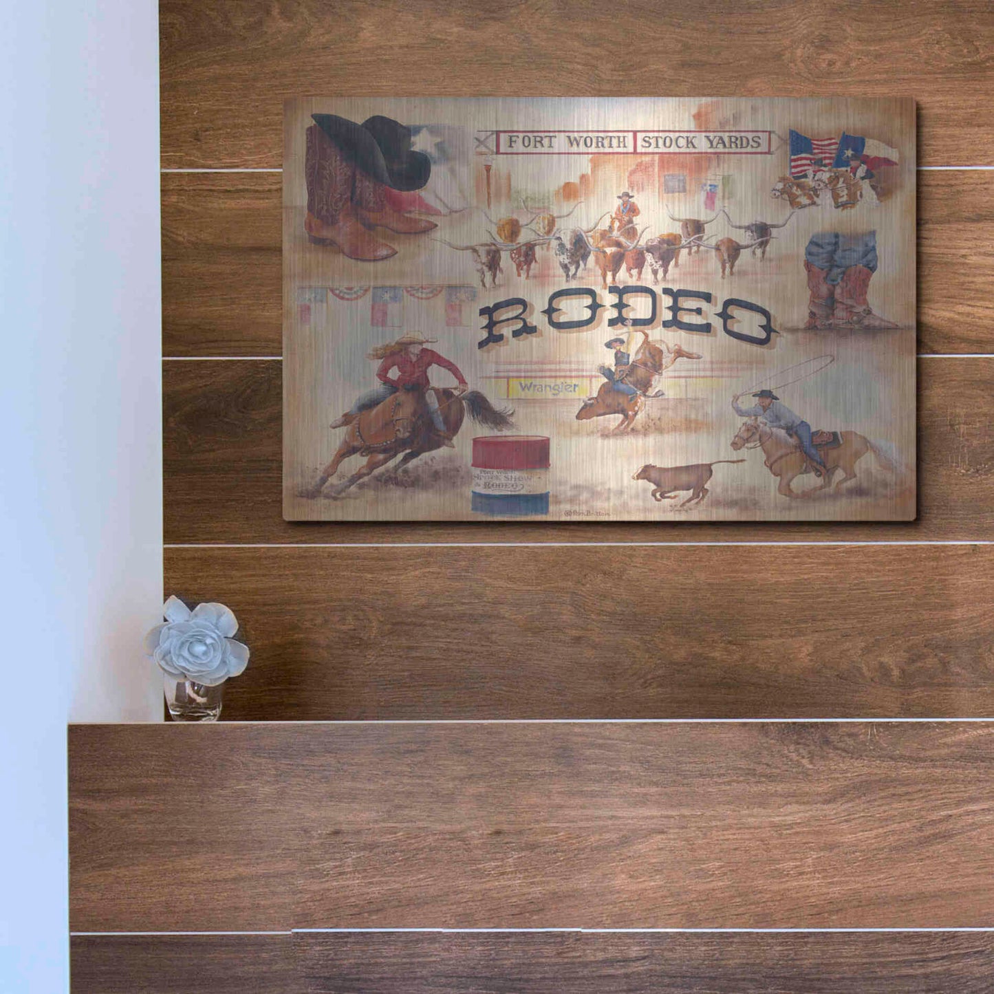 Luxe Metal Art 'Rodeo' by Pam Britton, Metal Wall Art,16x12