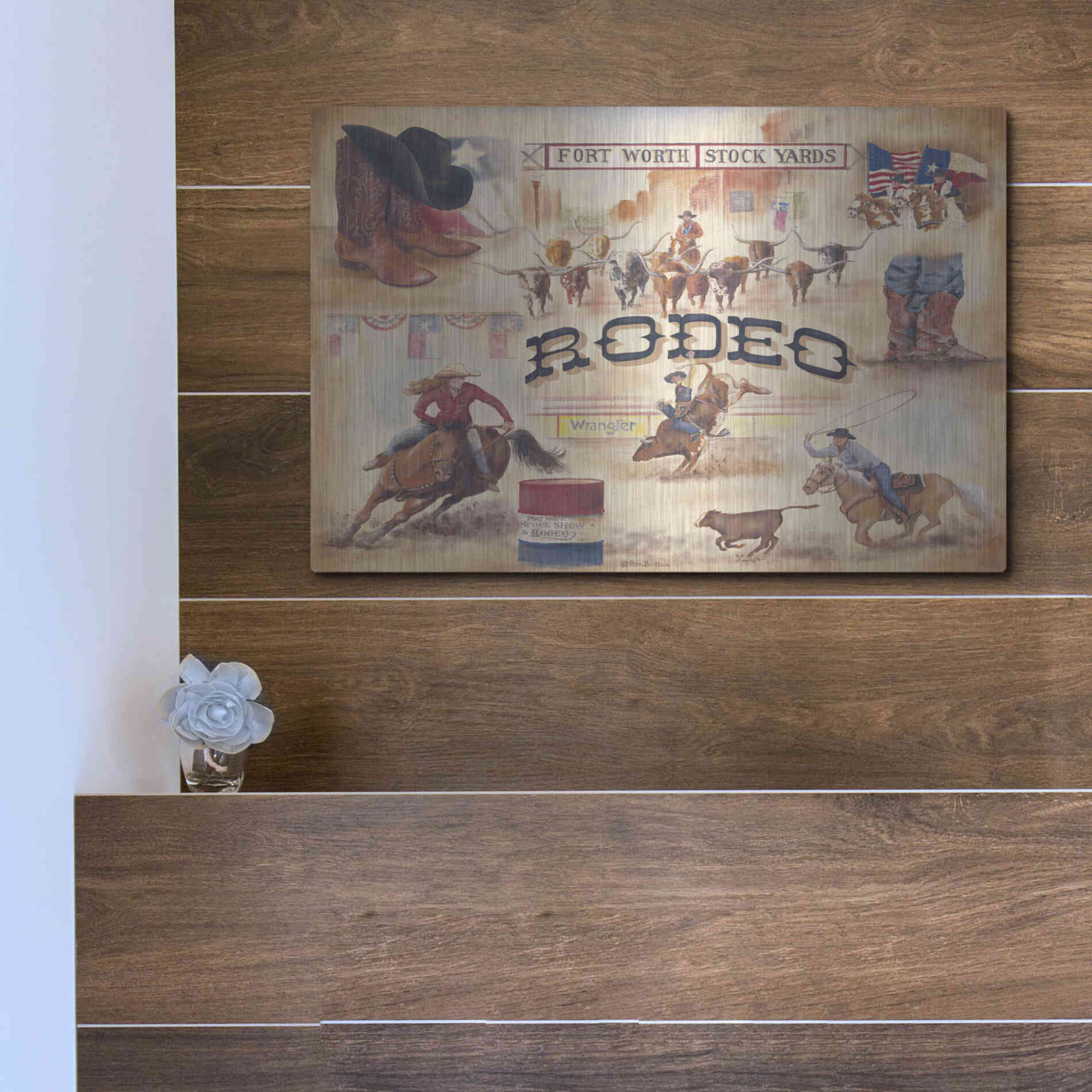 Luxe Metal Art 'Rodeo' by Pam Britton, Metal Wall Art,16x12