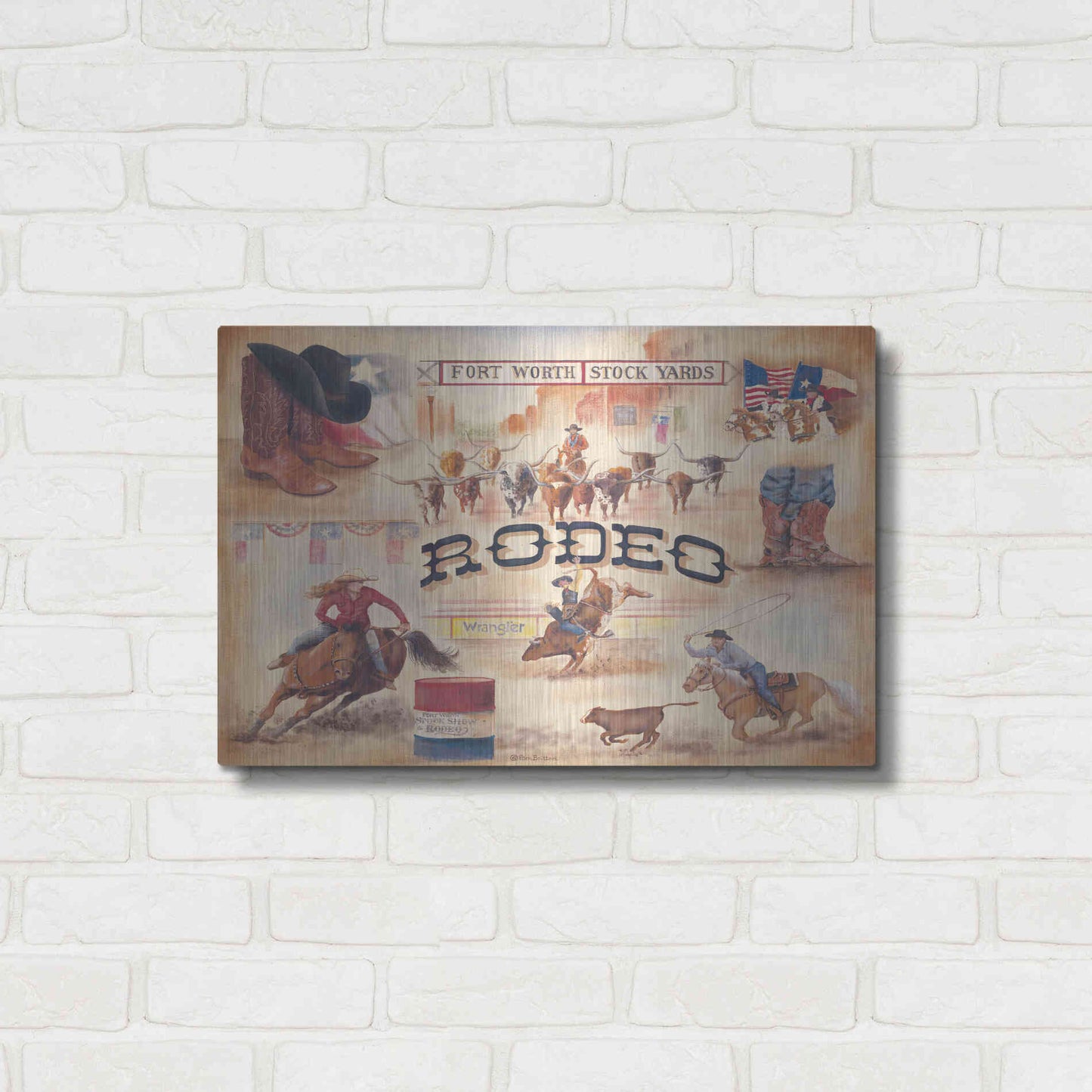 Luxe Metal Art 'Rodeo' by Pam Britton, Metal Wall Art,24x16