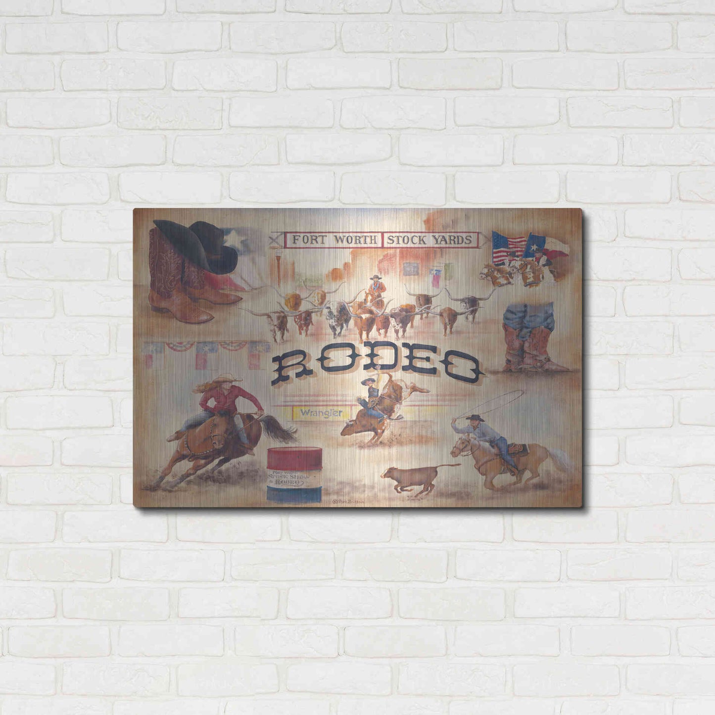 Luxe Metal Art 'Rodeo' by Pam Britton, Metal Wall Art,36x24
