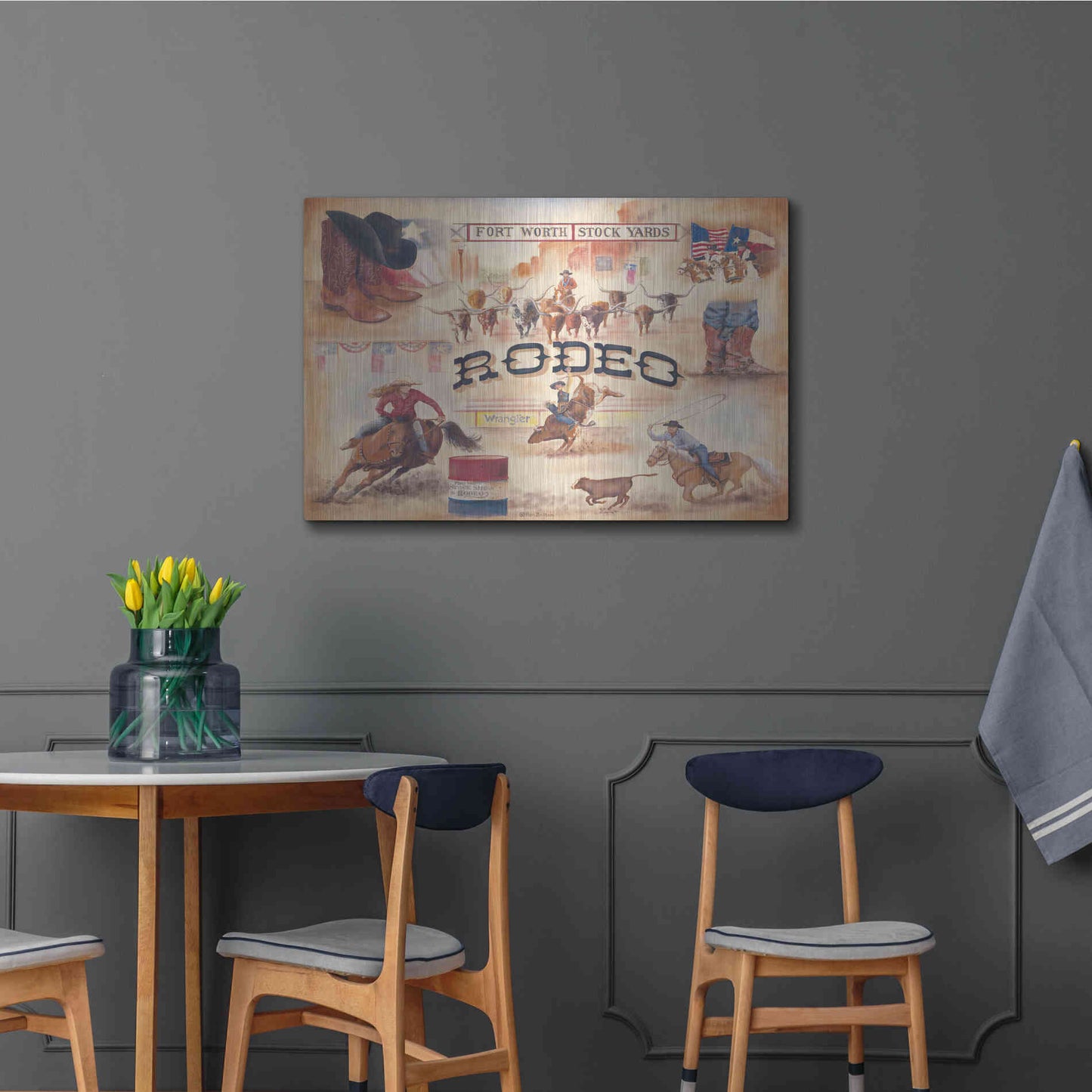 Luxe Metal Art 'Rodeo' by Pam Britton, Metal Wall Art,36x24