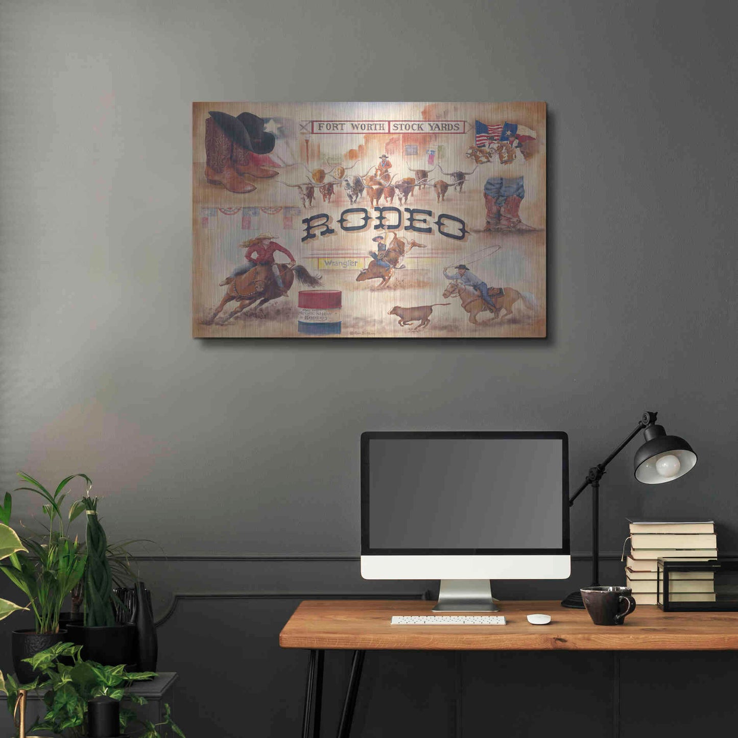 Luxe Metal Art 'Rodeo' by Pam Britton, Metal Wall Art,36x24