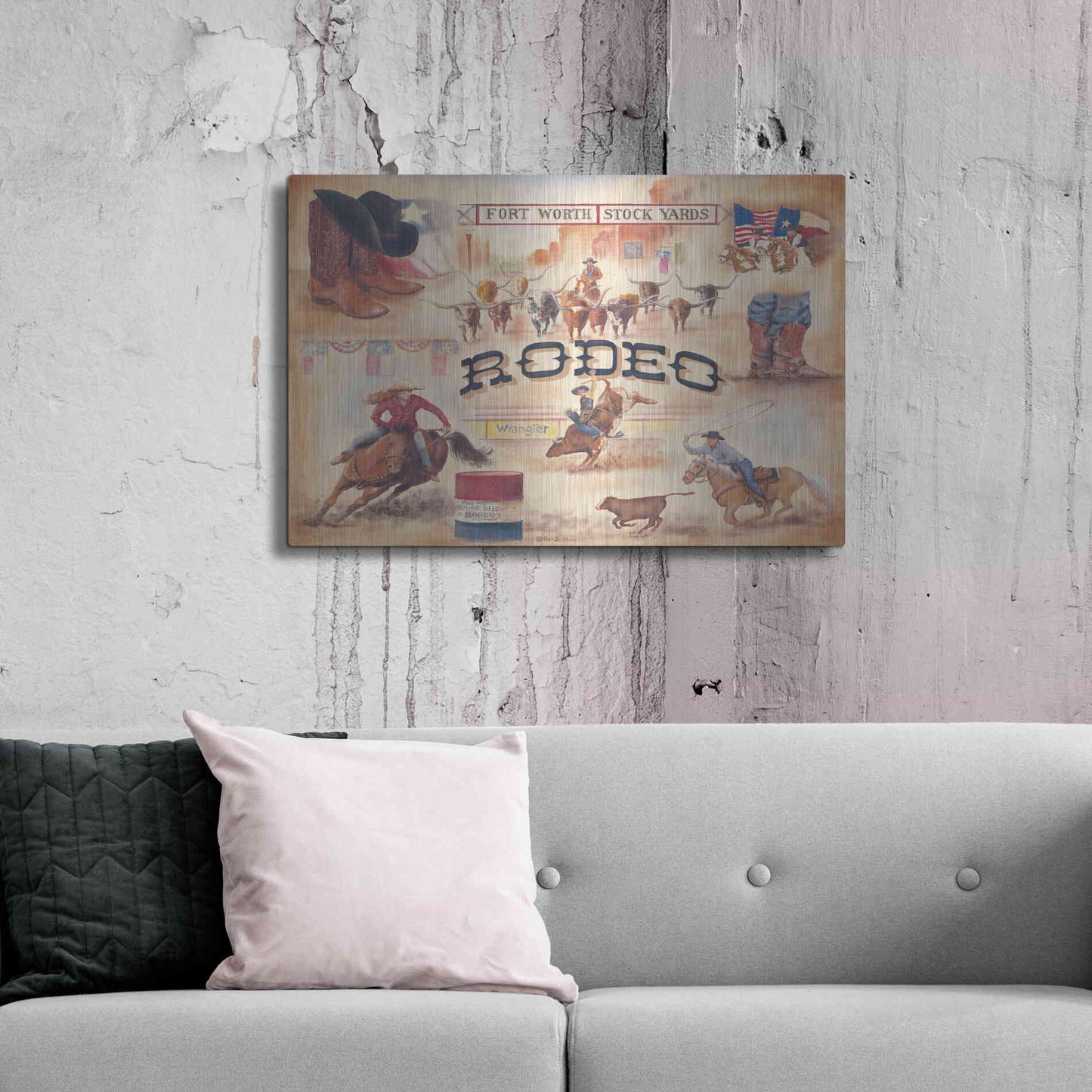 Luxe Metal Art 'Rodeo' by Pam Britton, Metal Wall Art,36x24