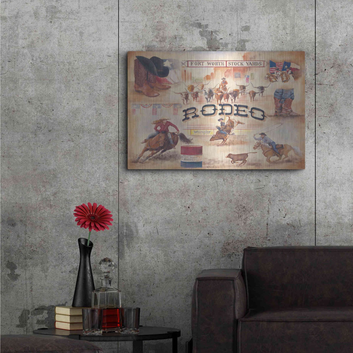 Luxe Metal Art 'Rodeo' by Pam Britton, Metal Wall Art,36x24
