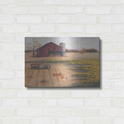 Luxe Metal Art 'Barn & Sunflowers II' by Pam Britton, Metal Wall Art,24x16