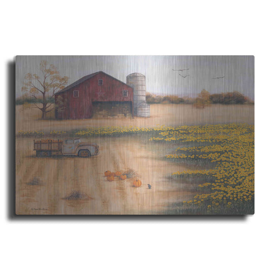 Luxe Metal Art 'Barn & Sunflowers II' by Pam Britton, Metal Wall Art