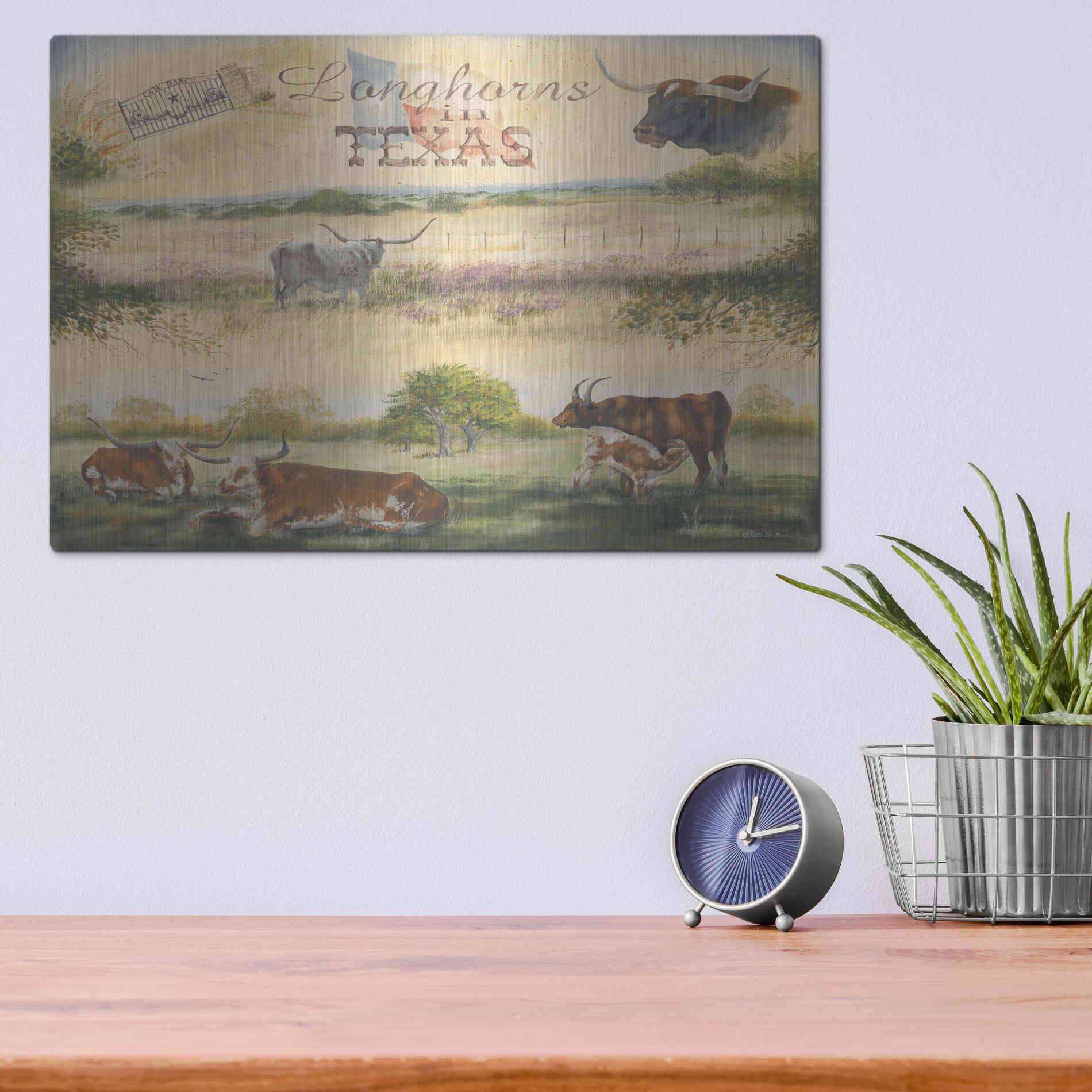 Luxe Metal Art 'Texas Collision V' by Pam Britton, Metal Wall Art,16x12
