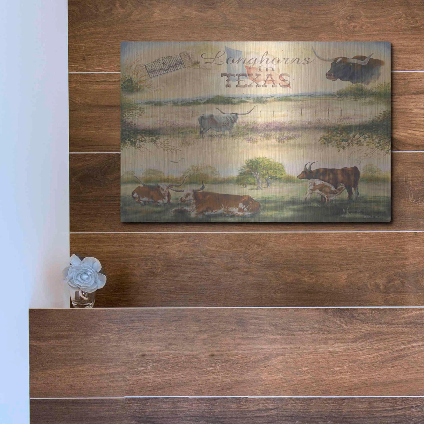 Luxe Metal Art 'Texas Collision V' by Pam Britton, Metal Wall Art,16x12