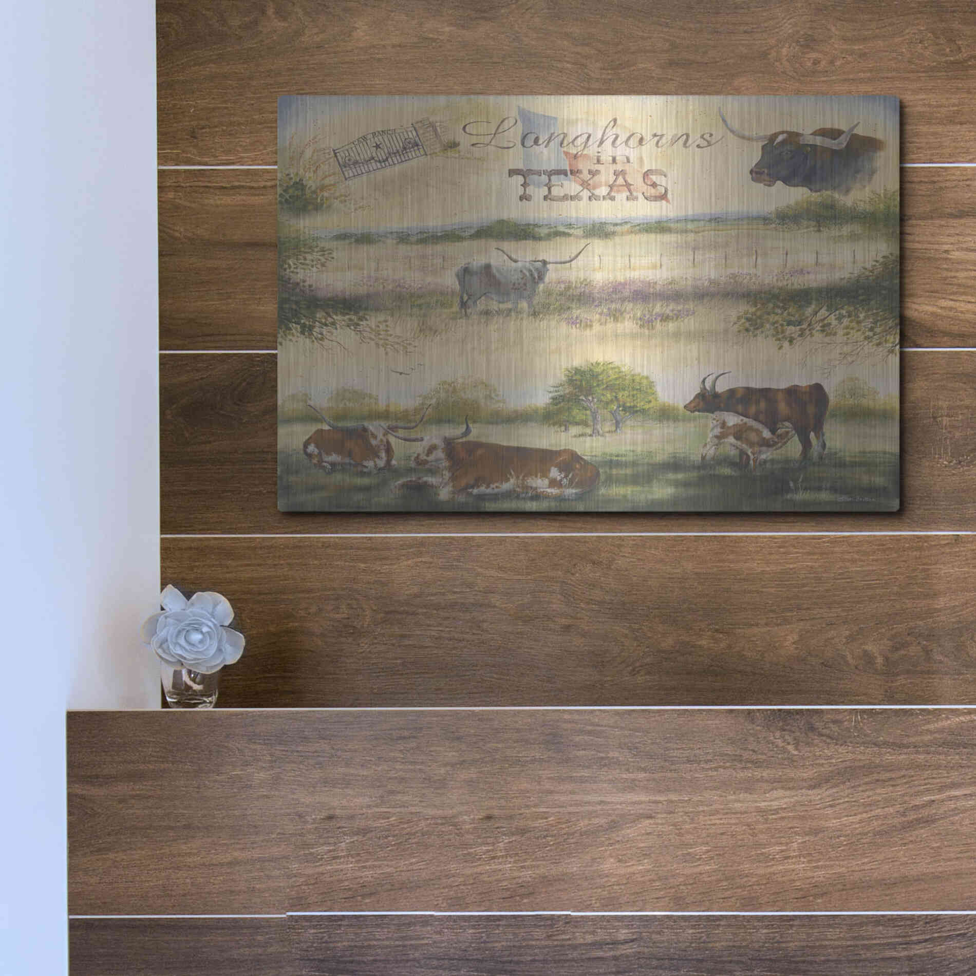 Luxe Metal Art 'Texas Collision V' by Pam Britton, Metal Wall Art,16x12