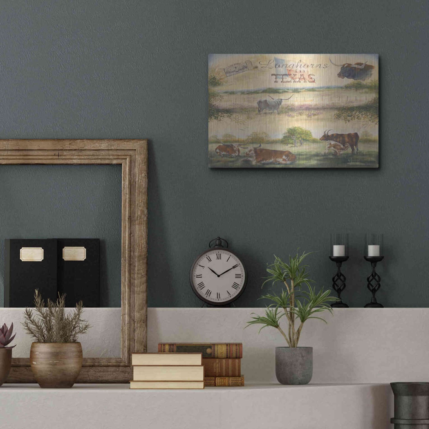 Luxe Metal Art 'Texas Collision V' by Pam Britton, Metal Wall Art,16x12
