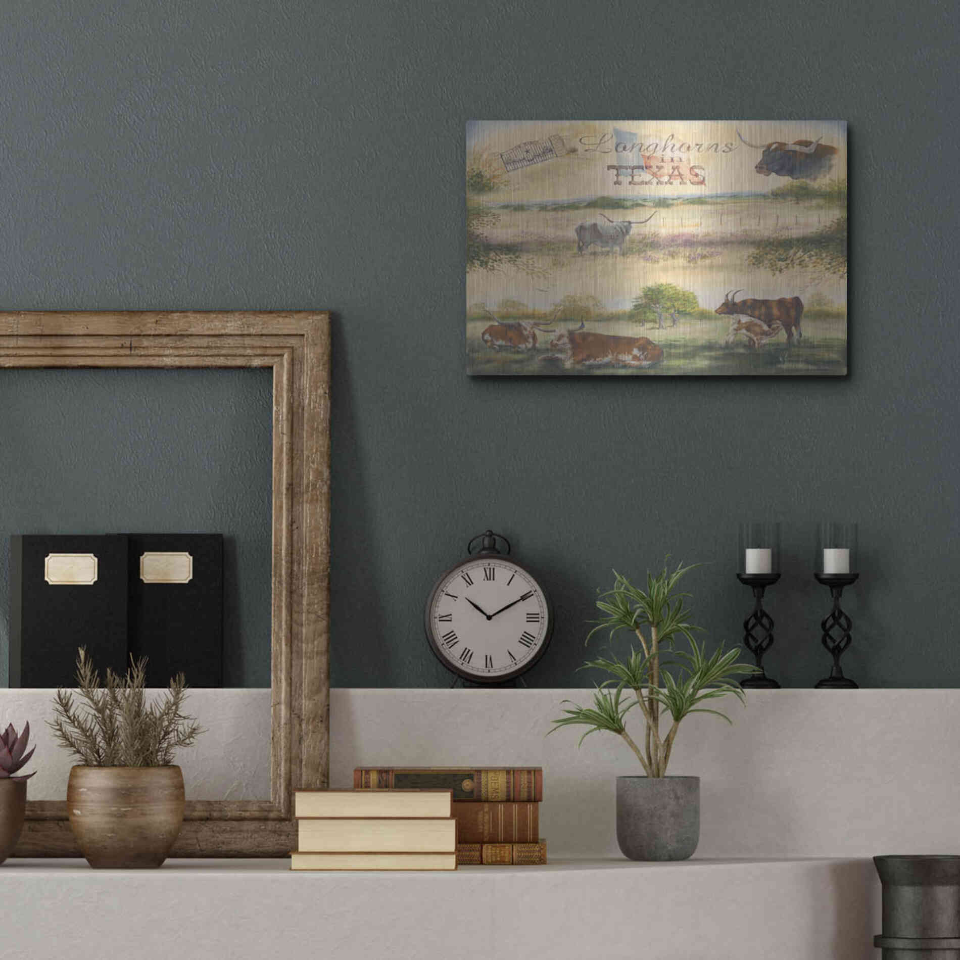 Luxe Metal Art 'Texas Collision V' by Pam Britton, Metal Wall Art,16x12