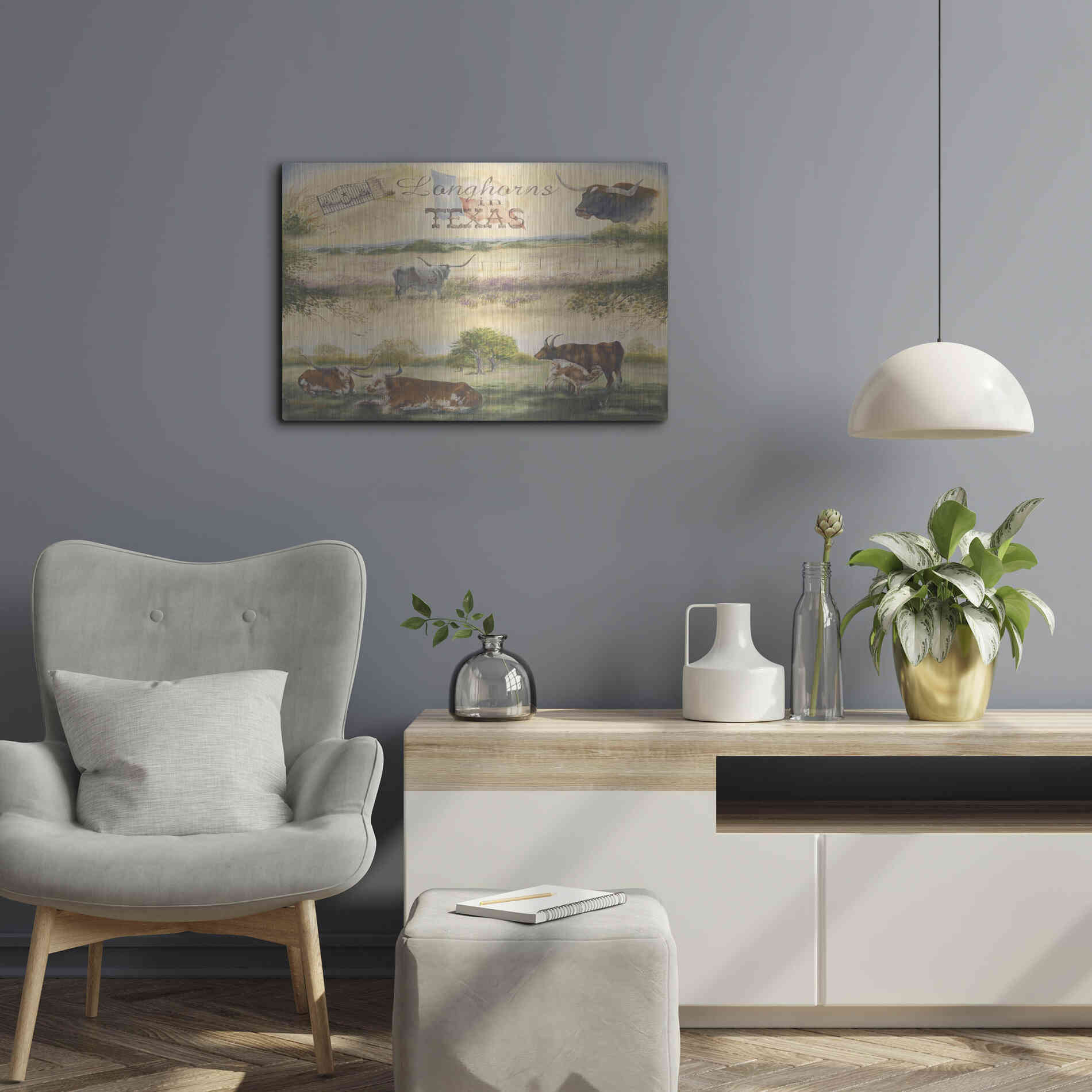 Luxe Metal Art 'Texas Collision V' by Pam Britton, Metal Wall Art,24x16