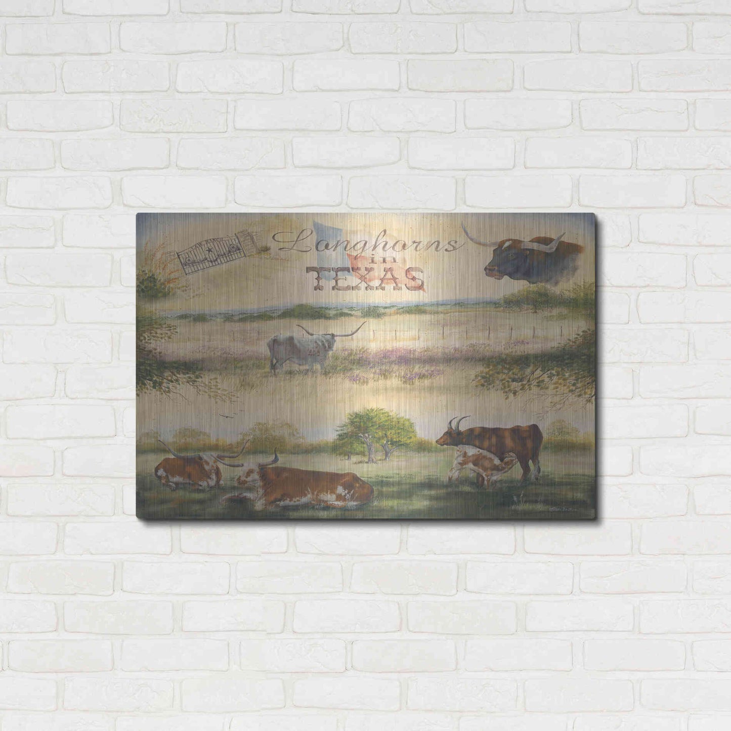 Luxe Metal Art 'Texas Collision V' by Pam Britton, Metal Wall Art,36x24